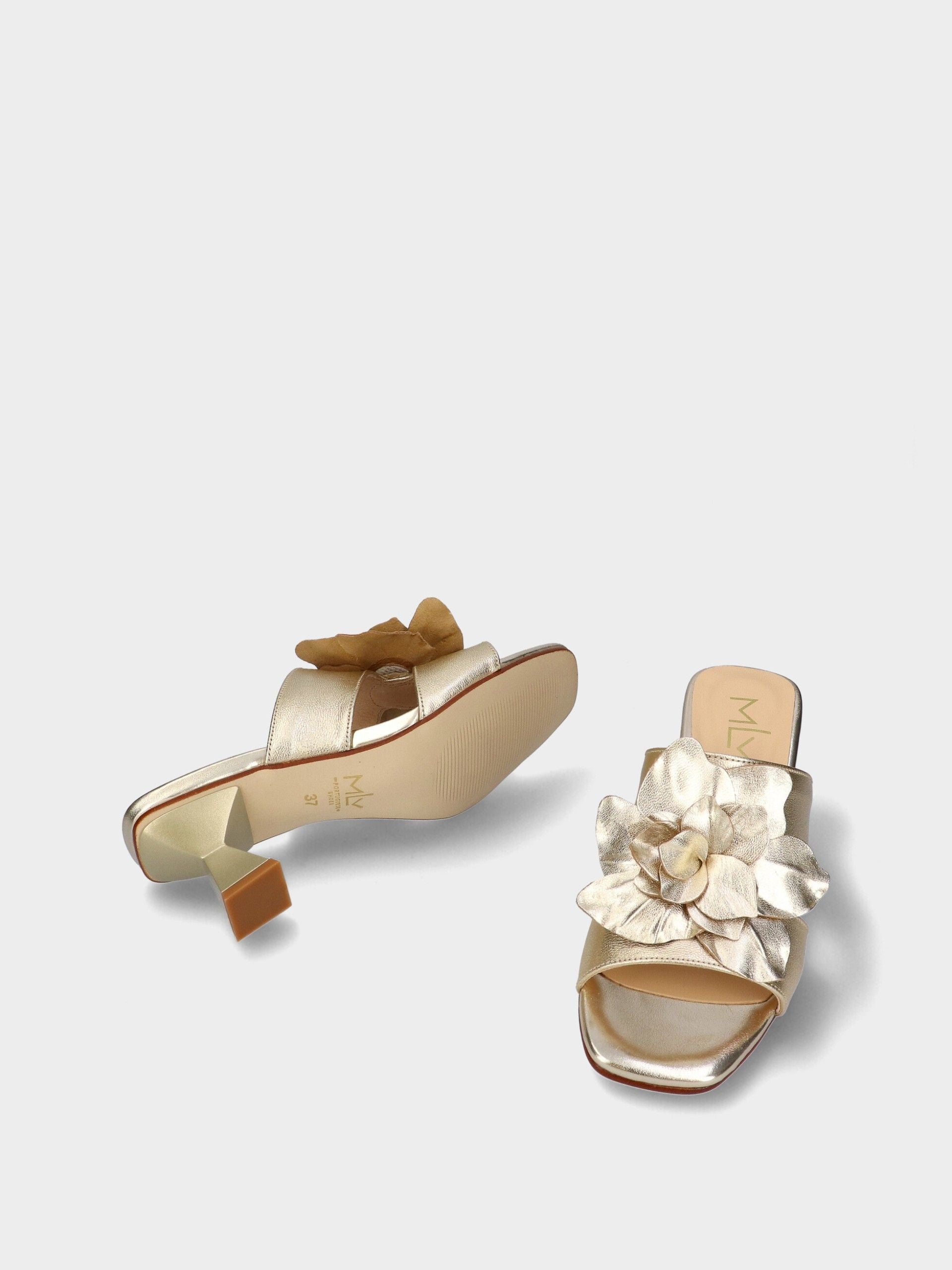 MLV - Margarida Mid Heel Sandals in Gold