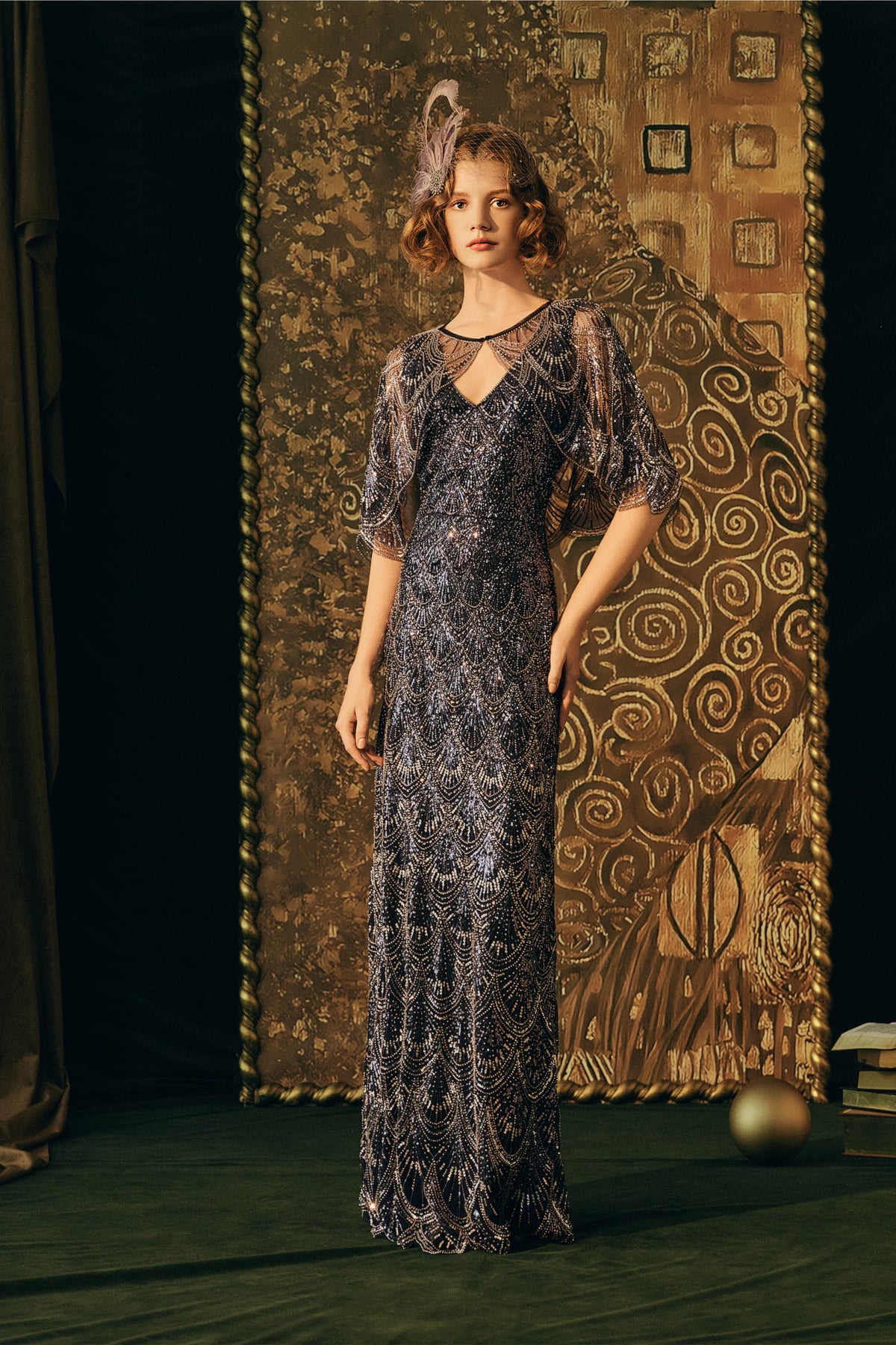 Babeyond - 1920s Art Deco Scallop Sequin Shawl