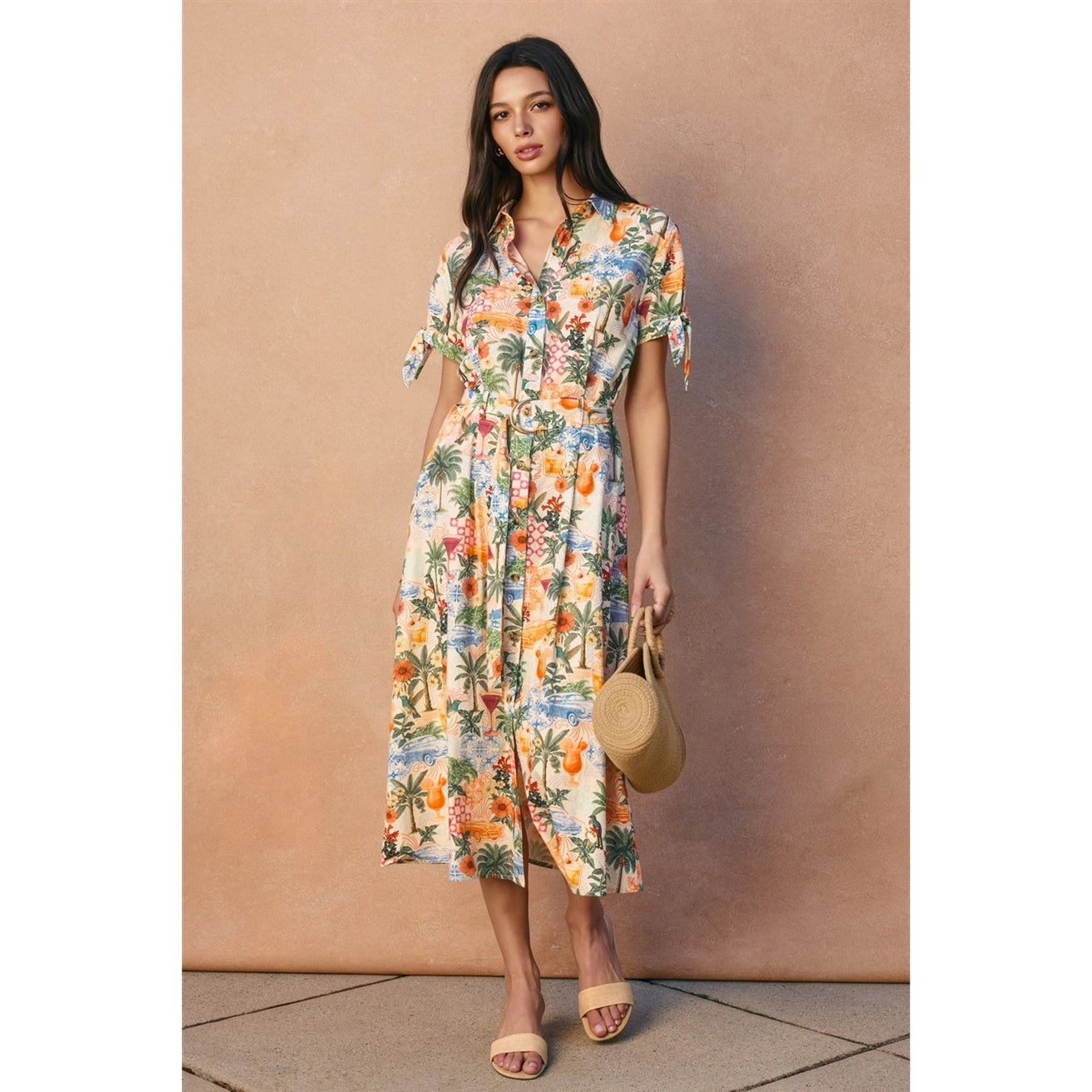 Dress Forum - Conversational Knot Sleeve Shirt Dress in Monaco