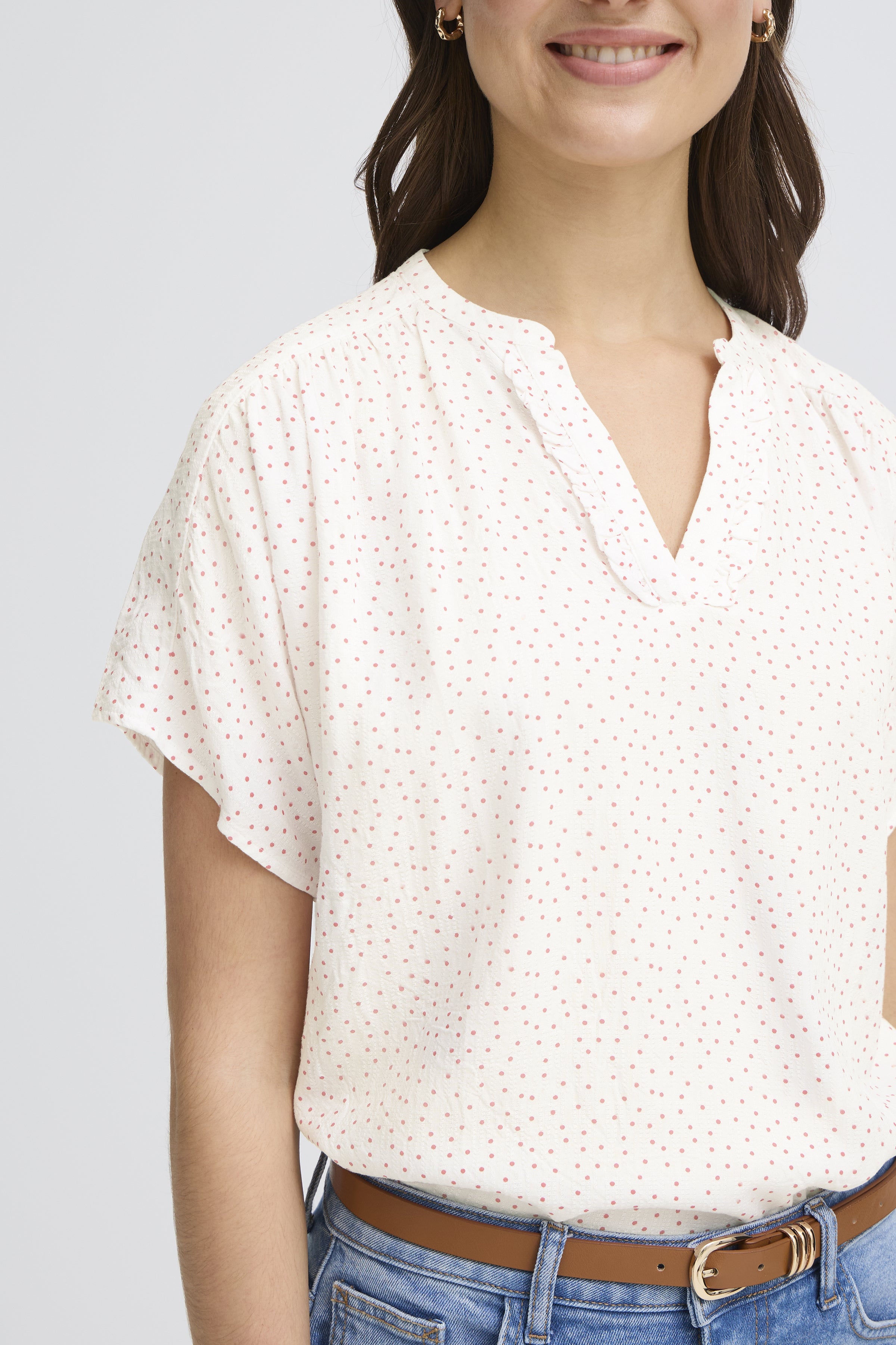 Fransa- Laya Blouse in Red Polka Dot