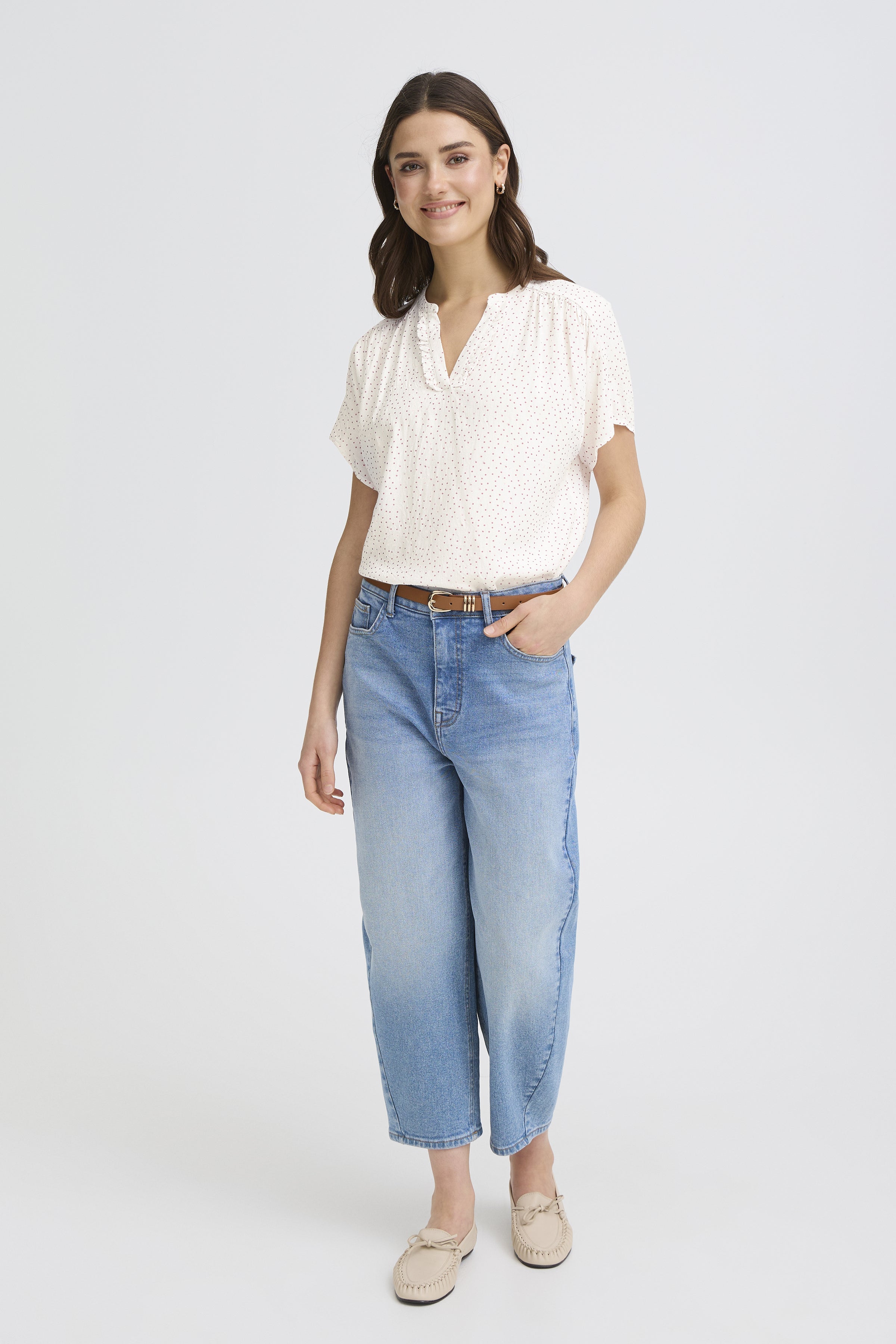 Fransa- Laya Blouse in Red Polka Dot