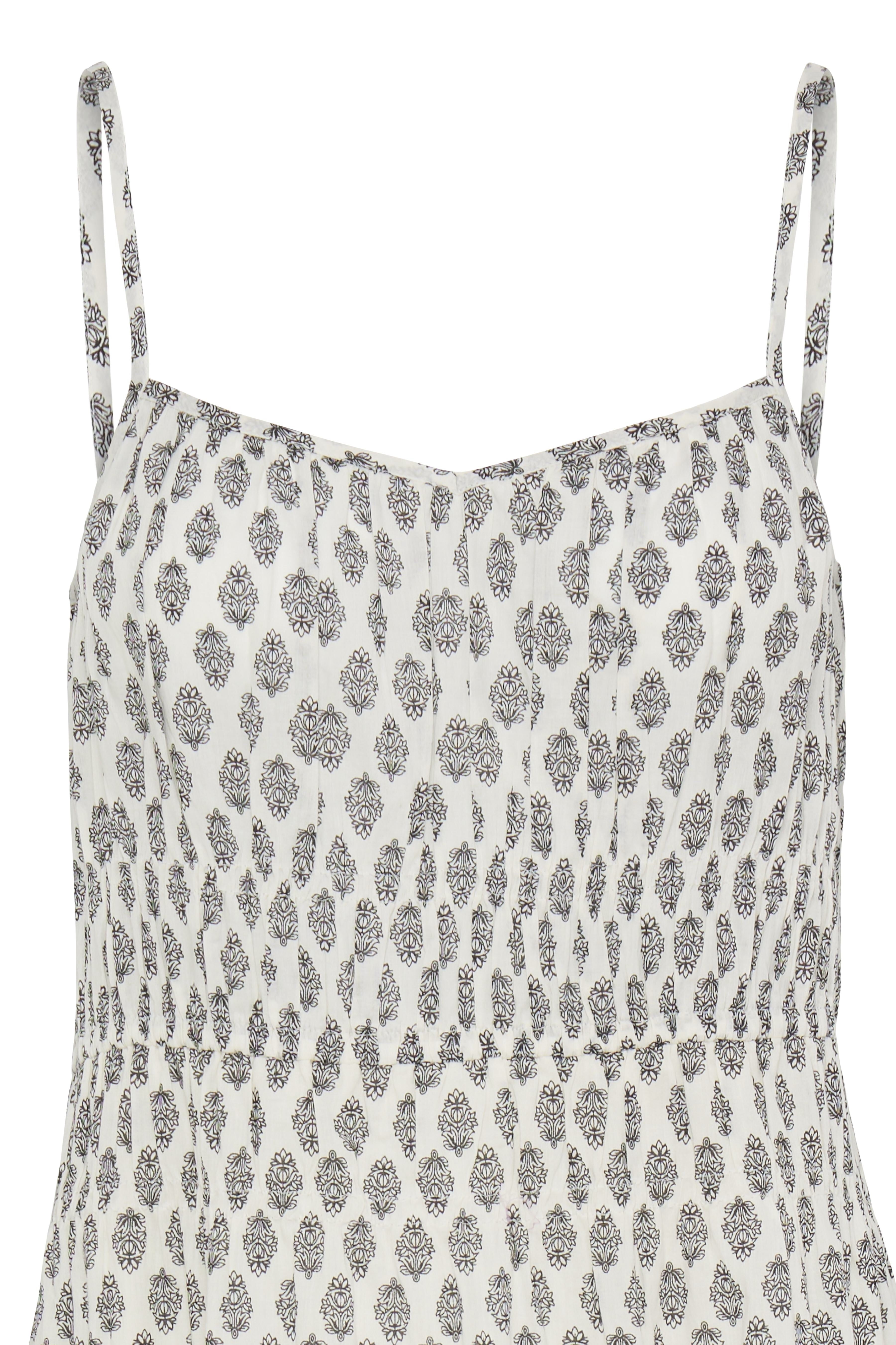 Fransa- Viola Dress in Graphic Stamp White Black