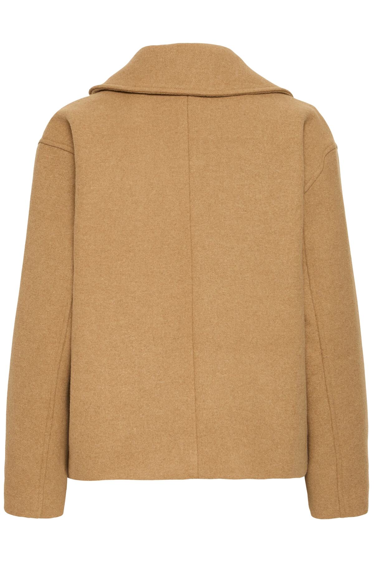 Fransa- Charlotte Double Breasted Coat in Tobacco Brown