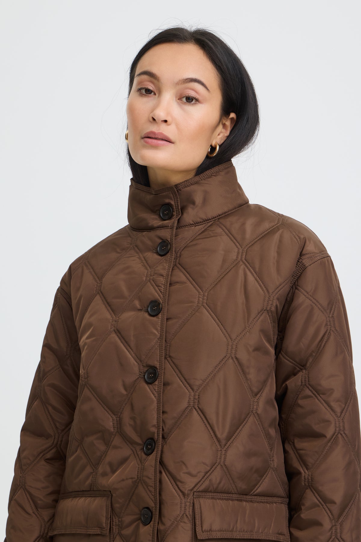 Fransa- Agate Quilted Jacket in Rain Drum