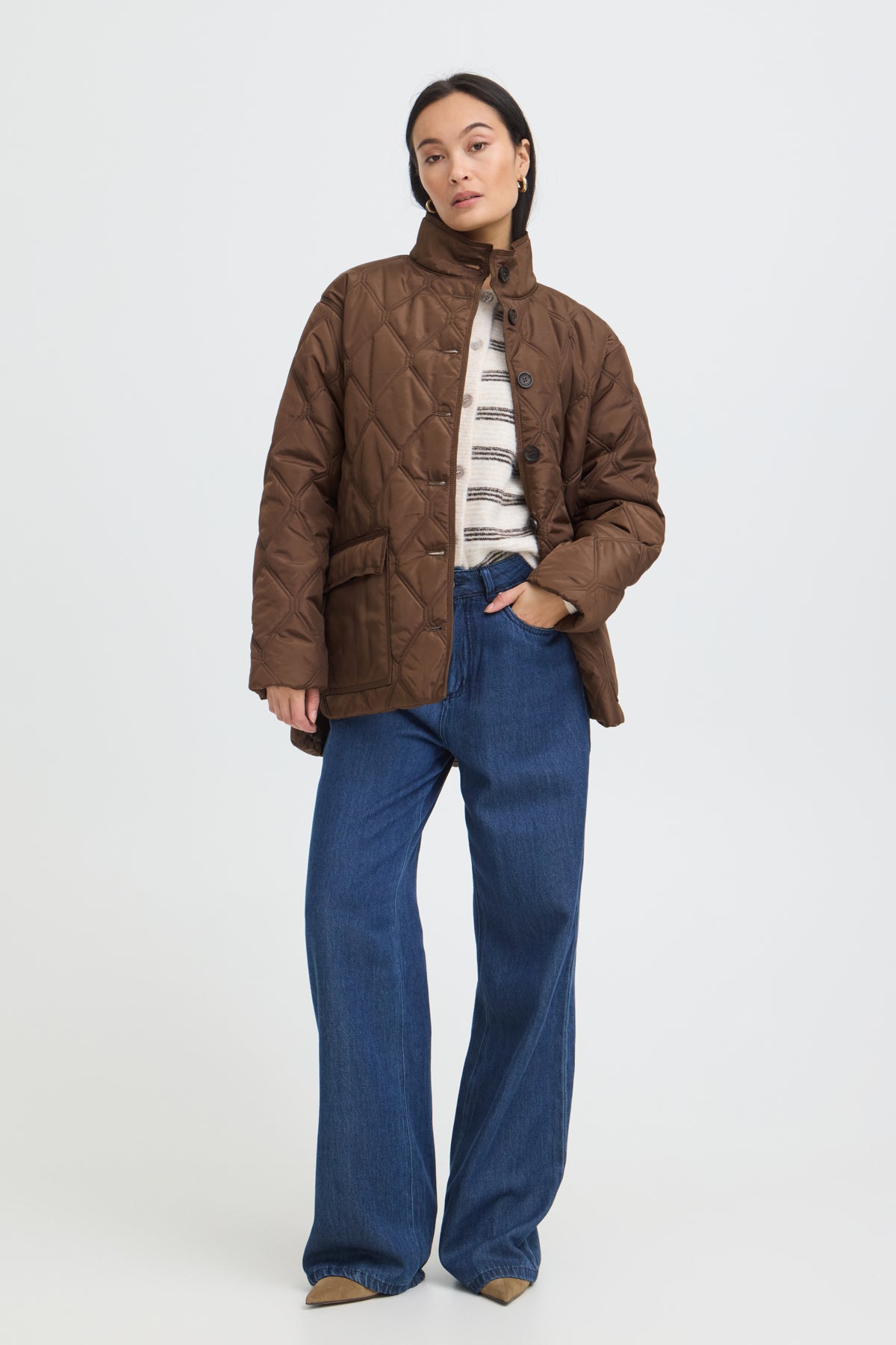 Fransa- Agate Quilted Jacket in Rain Drum