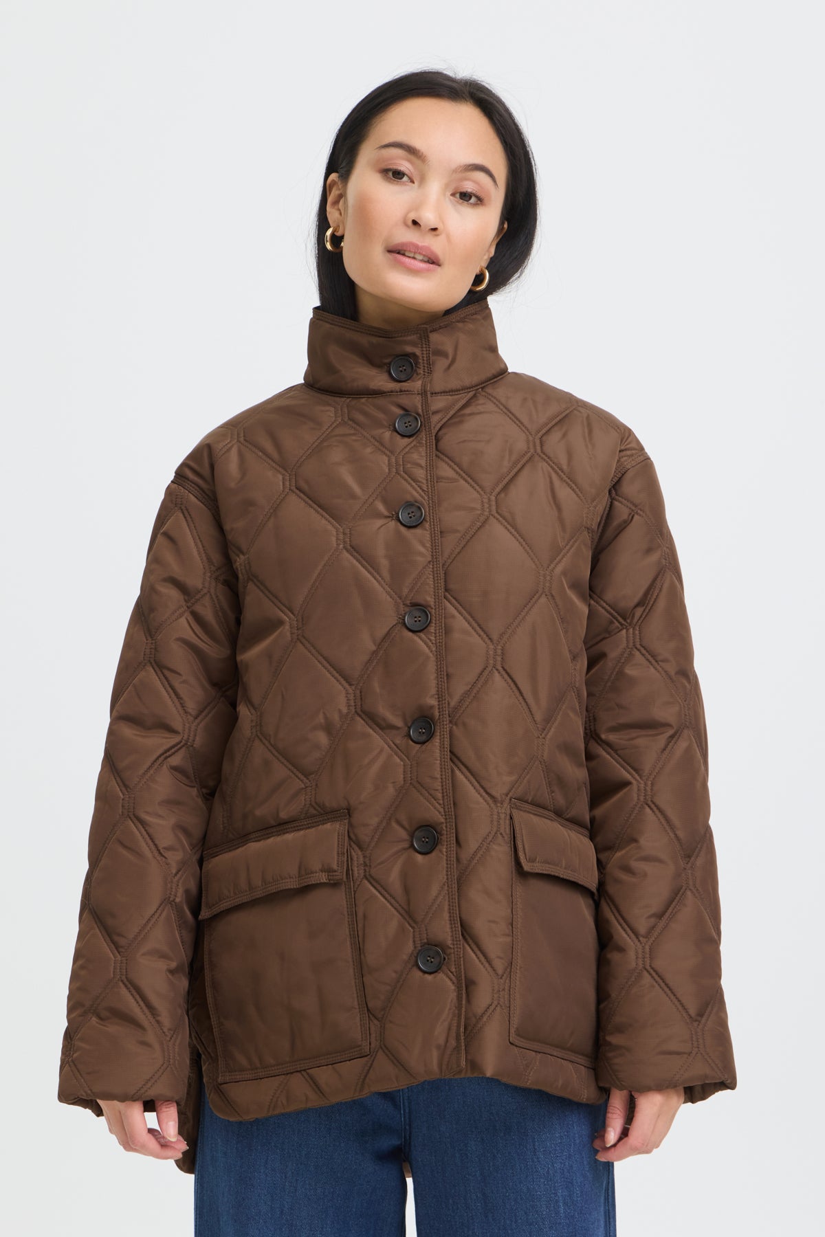 Fransa- Agate Quilted Jacket in Rain Drum