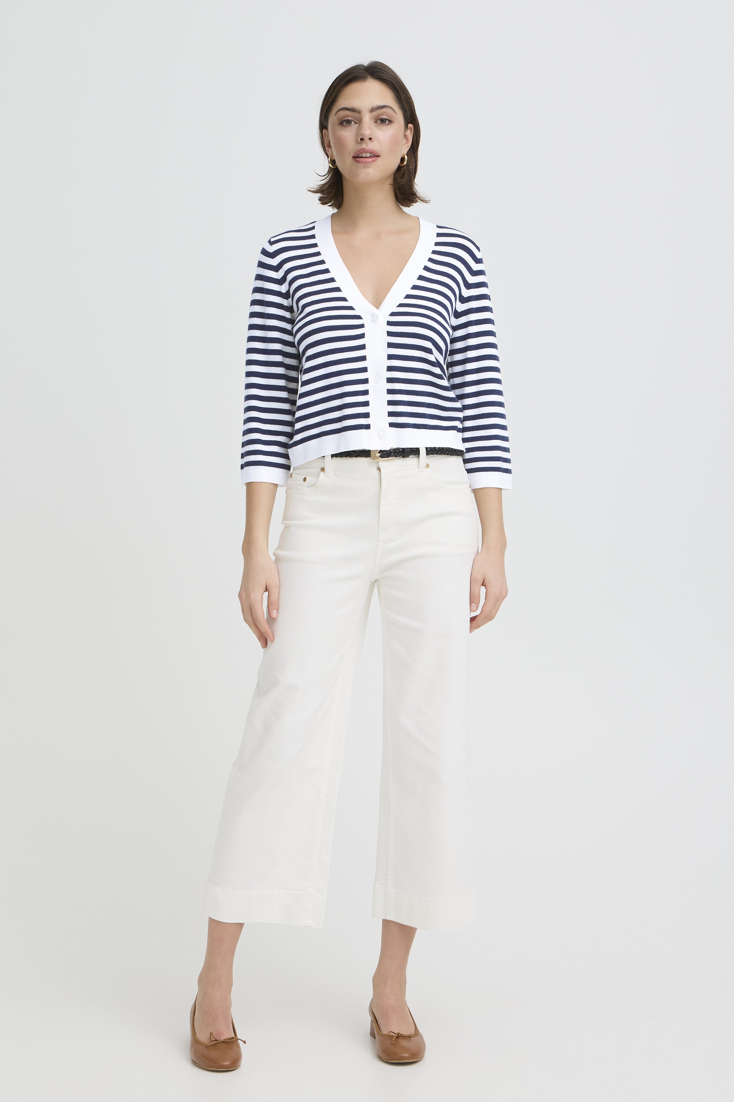 Fransa- Mary Cardigan in Navy Stripe