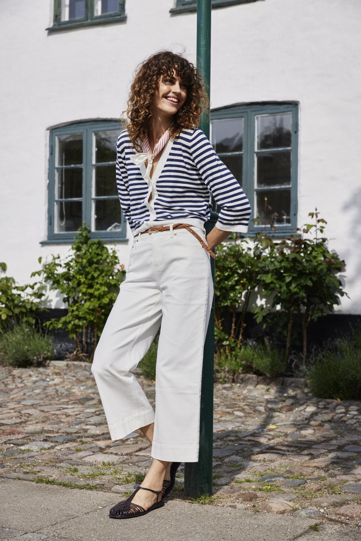 Fransa- Mary Cardigan in Navy Stripe