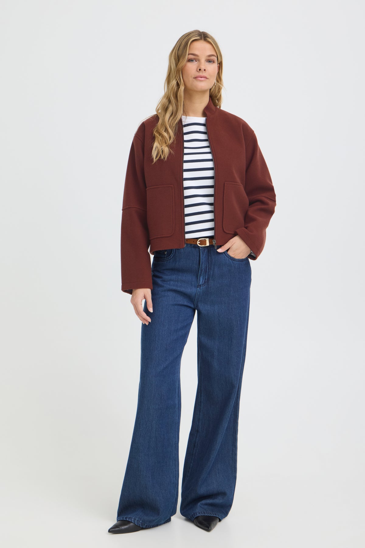 Fransa- Joa Zipper Jacket in Rum Raisin