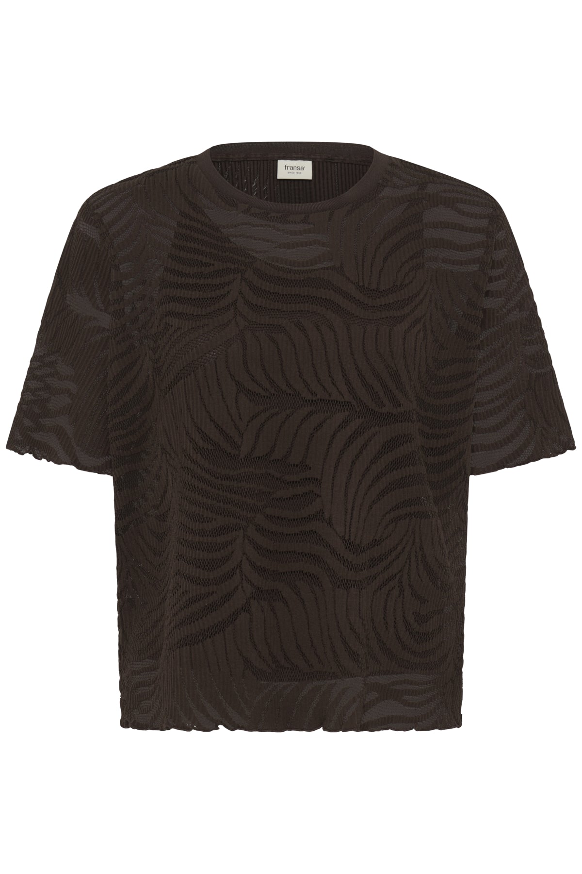 Fransa- Junelie Lace T-Shirt in Hot Fudge
