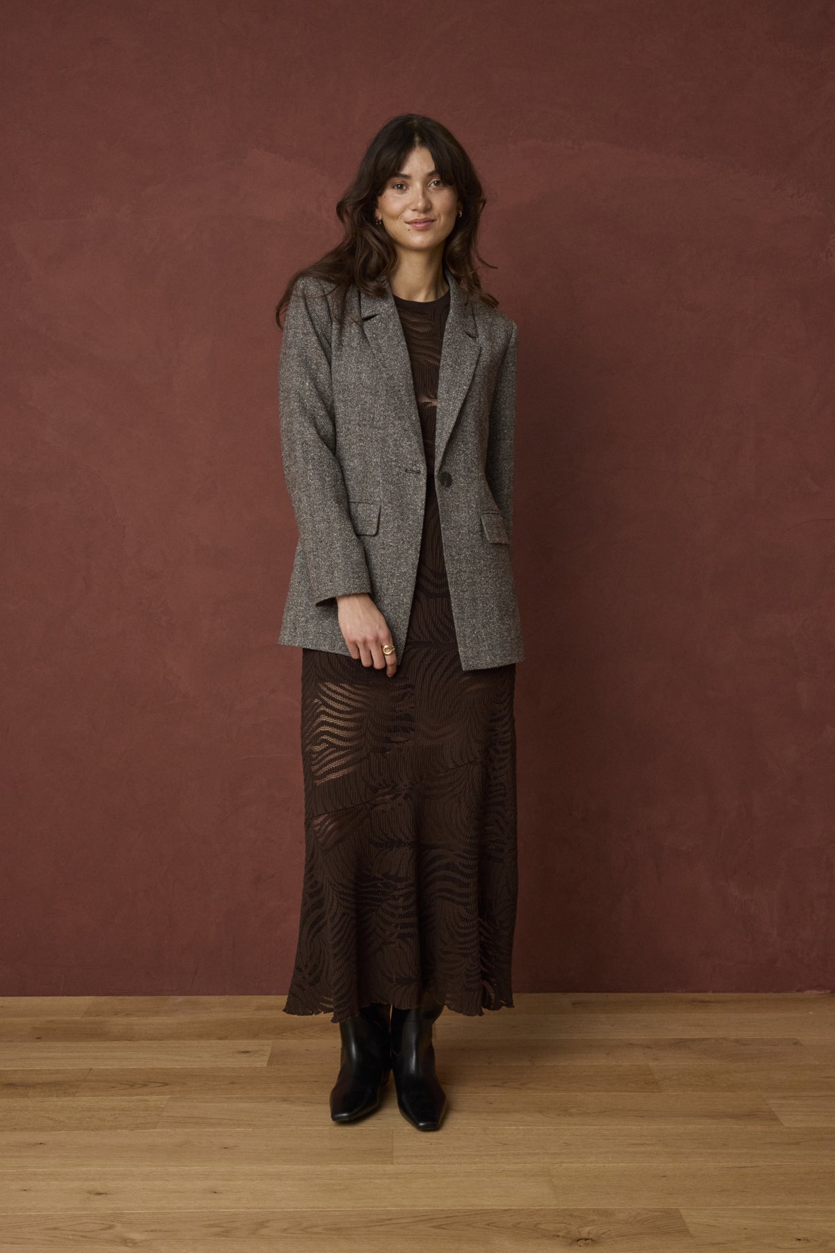Fransa- Junelie Lace T-Shirt in Hot Fudge
