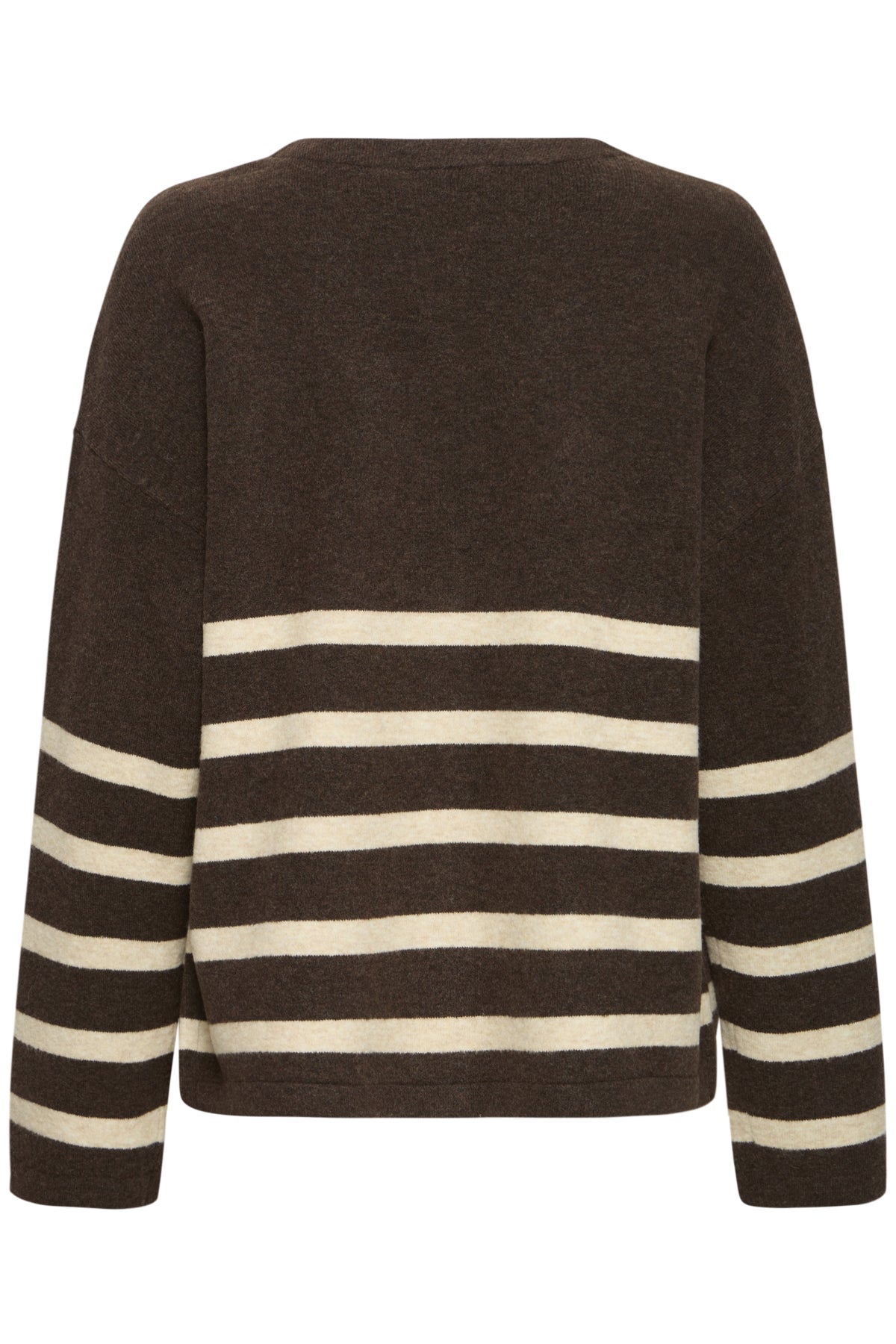 Fransa- Suzette Striped Cardigan in Hot Fudge