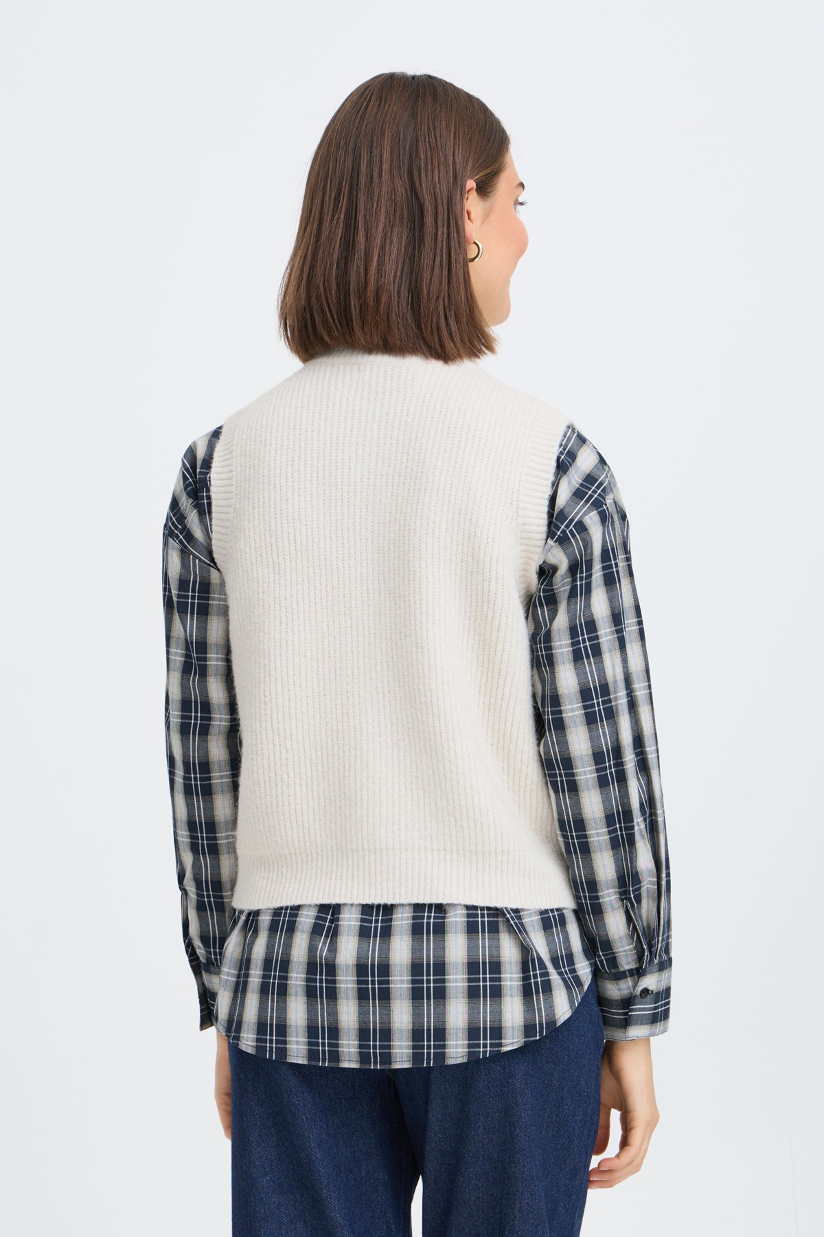 Fransa- Vinea Zippered Waistcoat in Whisper White