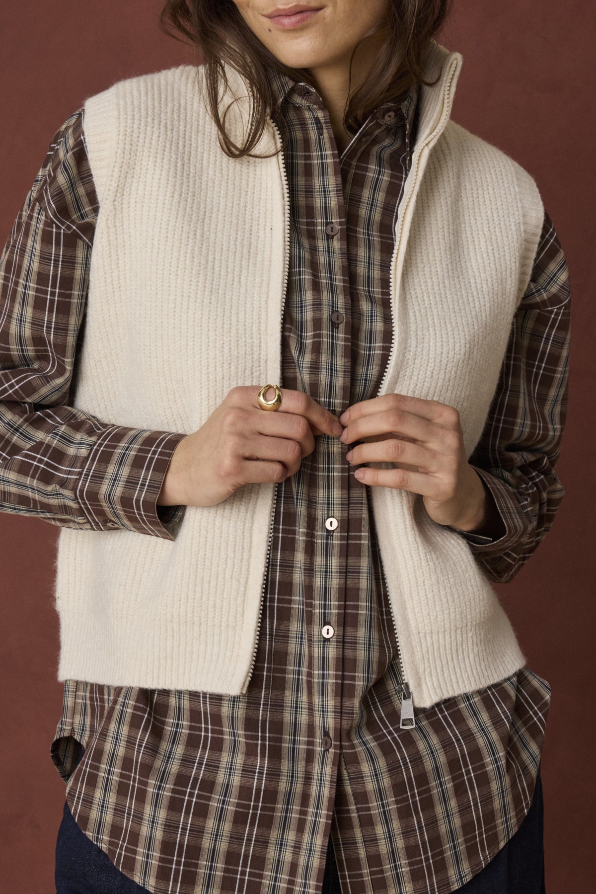 Fransa- Vinea Zippered Waistcoat in Whisper White