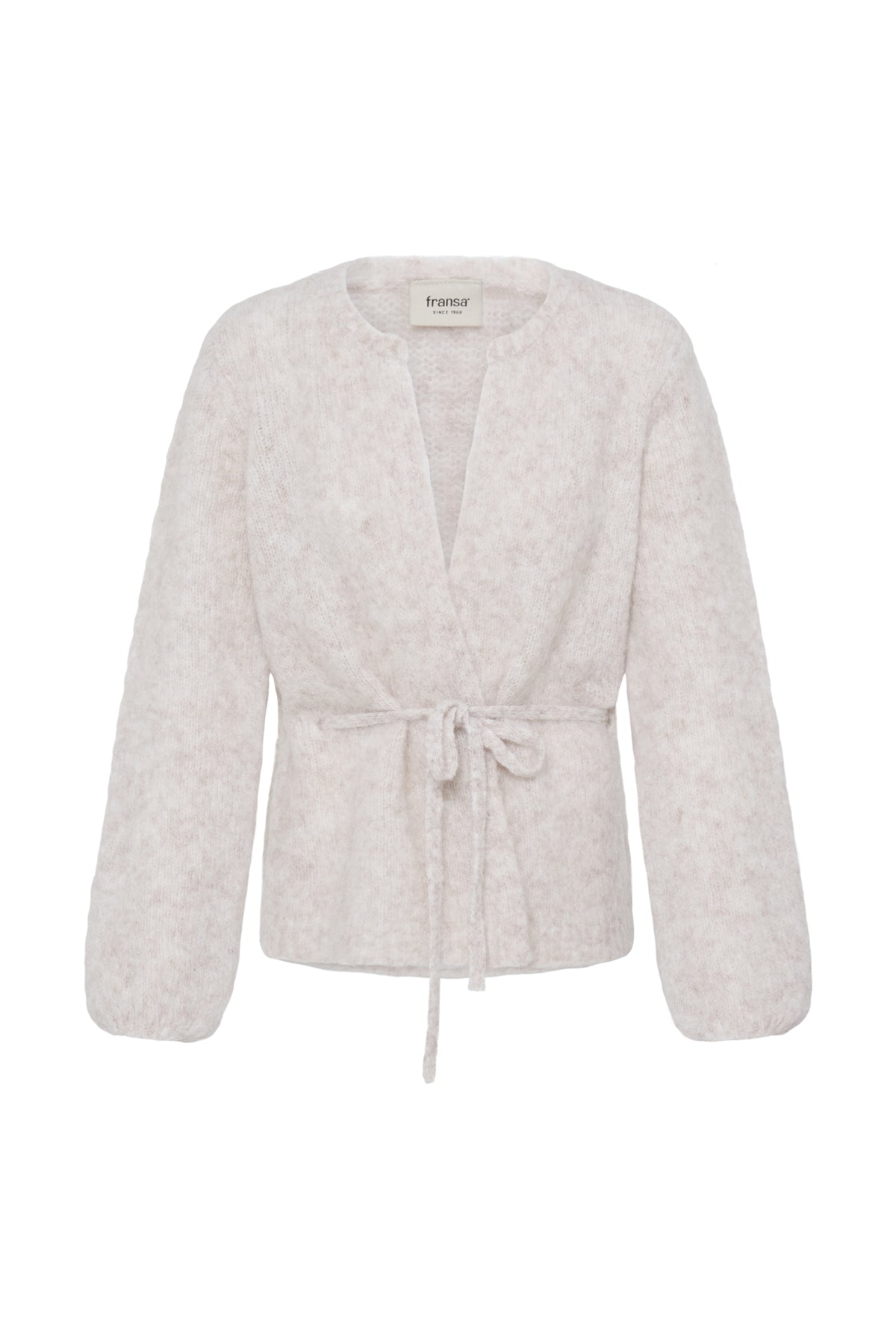 Fransa- Naelle Belted Cardigan in Oatmeal Melange