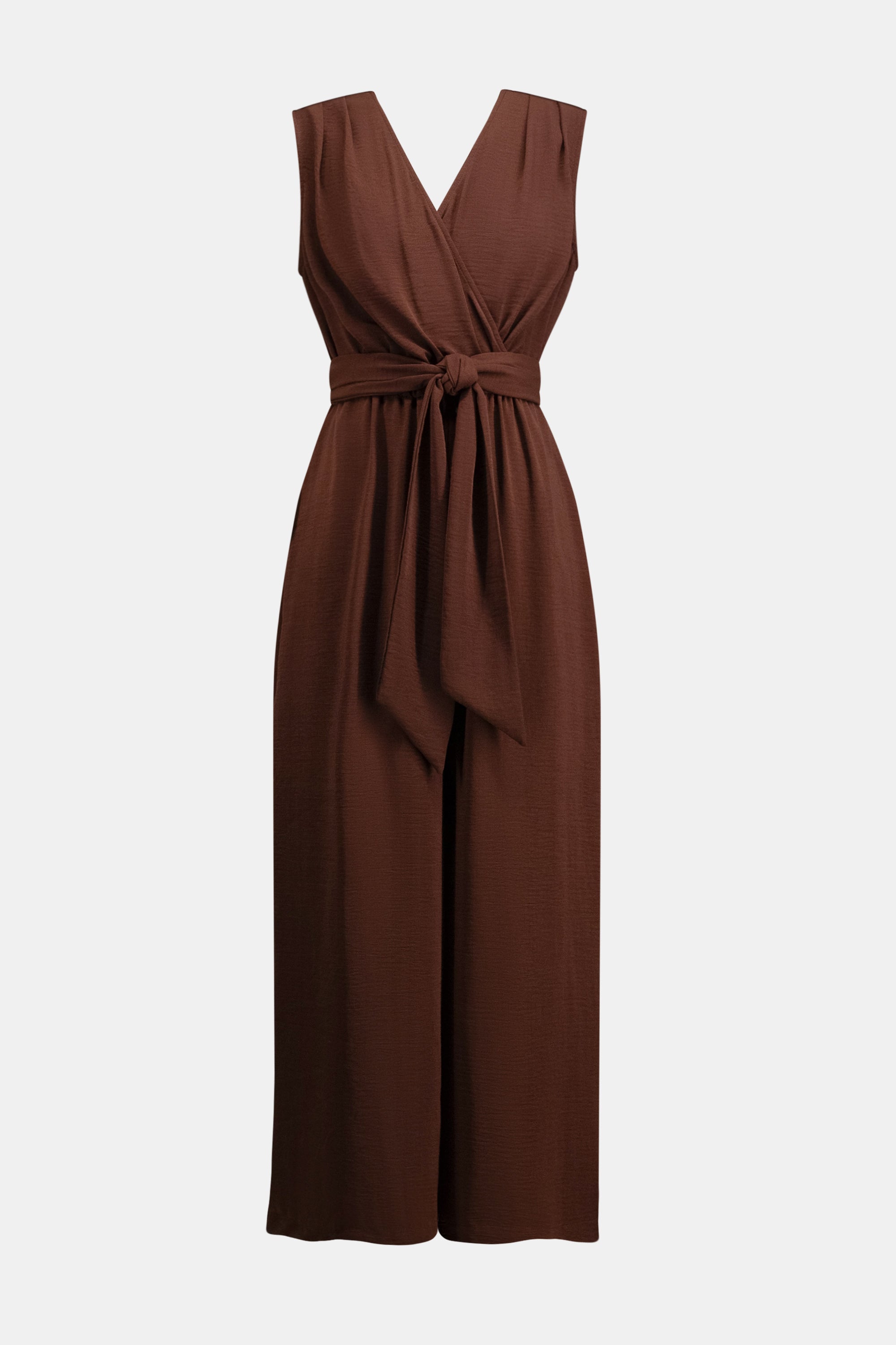 Joseph Ribkoff- Woven Gauze Wide Leg Pull-On Jumpsuit in Mahogany