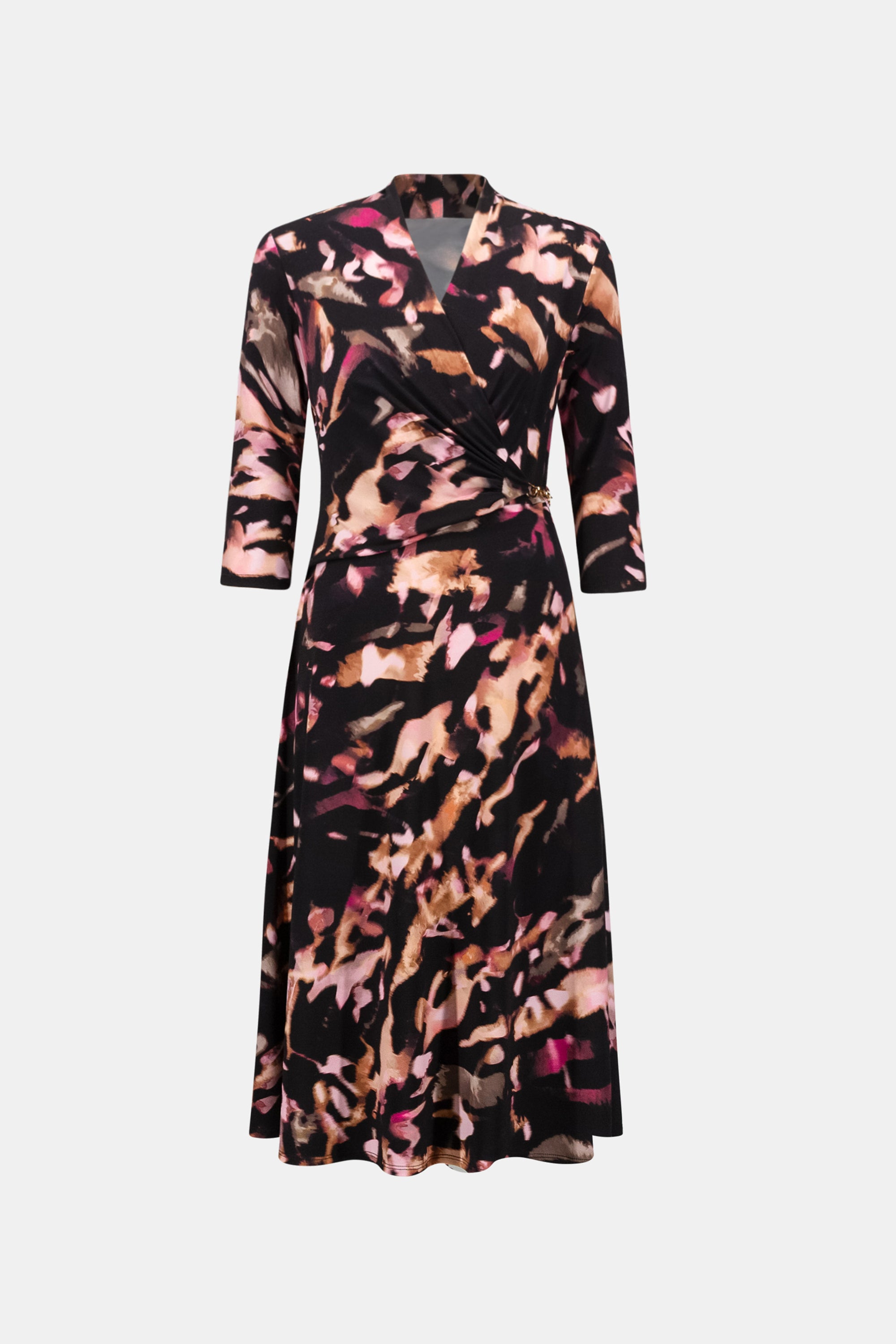 Joseph Ribkoff- Printed Silky Knit Fit And Flare Dress in Black