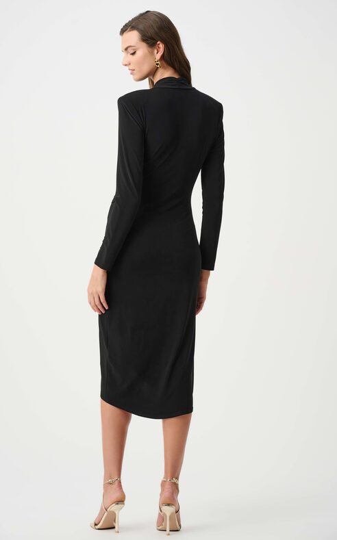 Joseph Ribkoff- Silky Knit Sheath Wrap Dress in Black