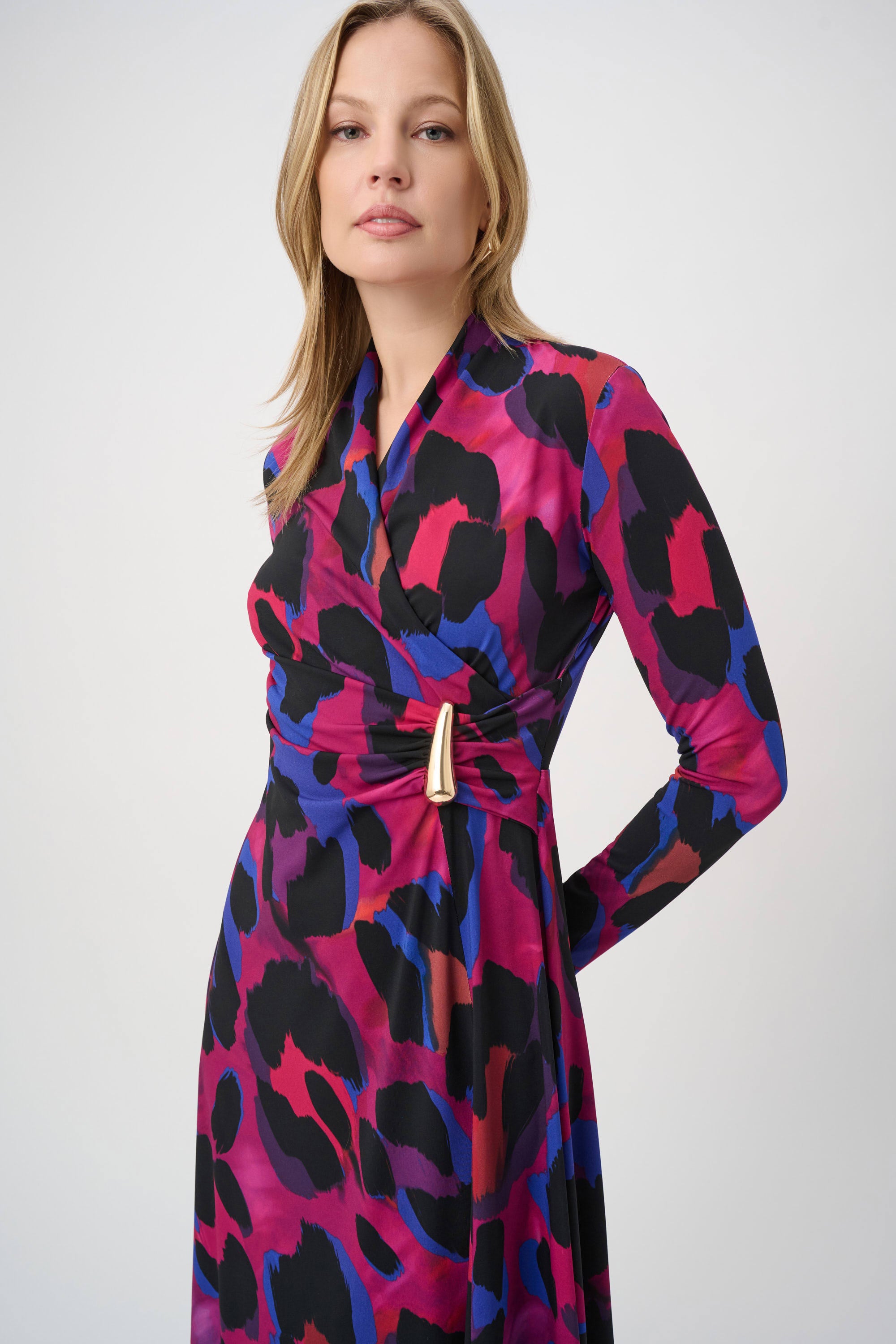 Joseph Ribkoff- Animal Print Flowy Wrap Dress