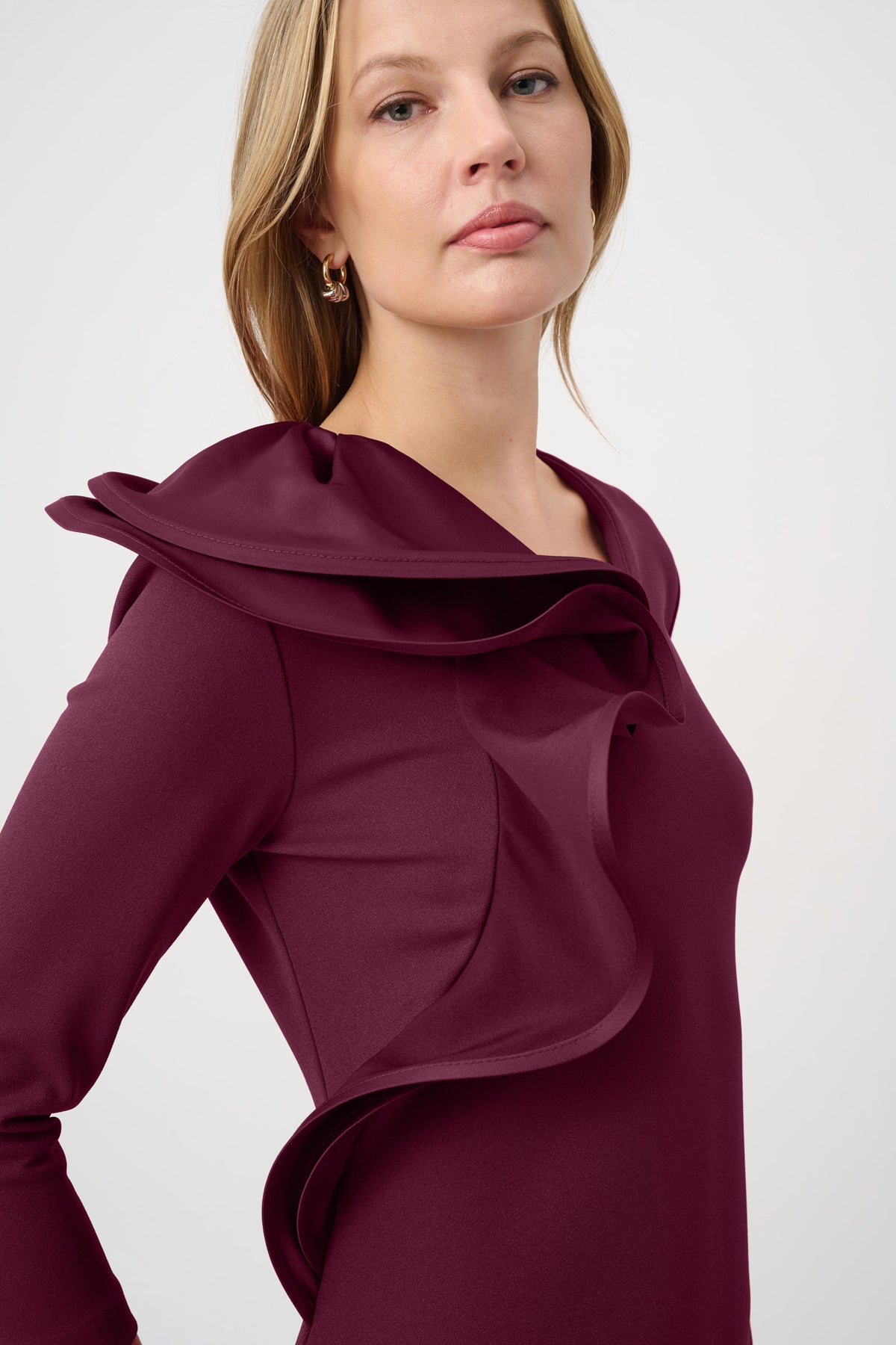 Joseph Ribkoff- Statement Ruffle A-Line Dress in Elderberry