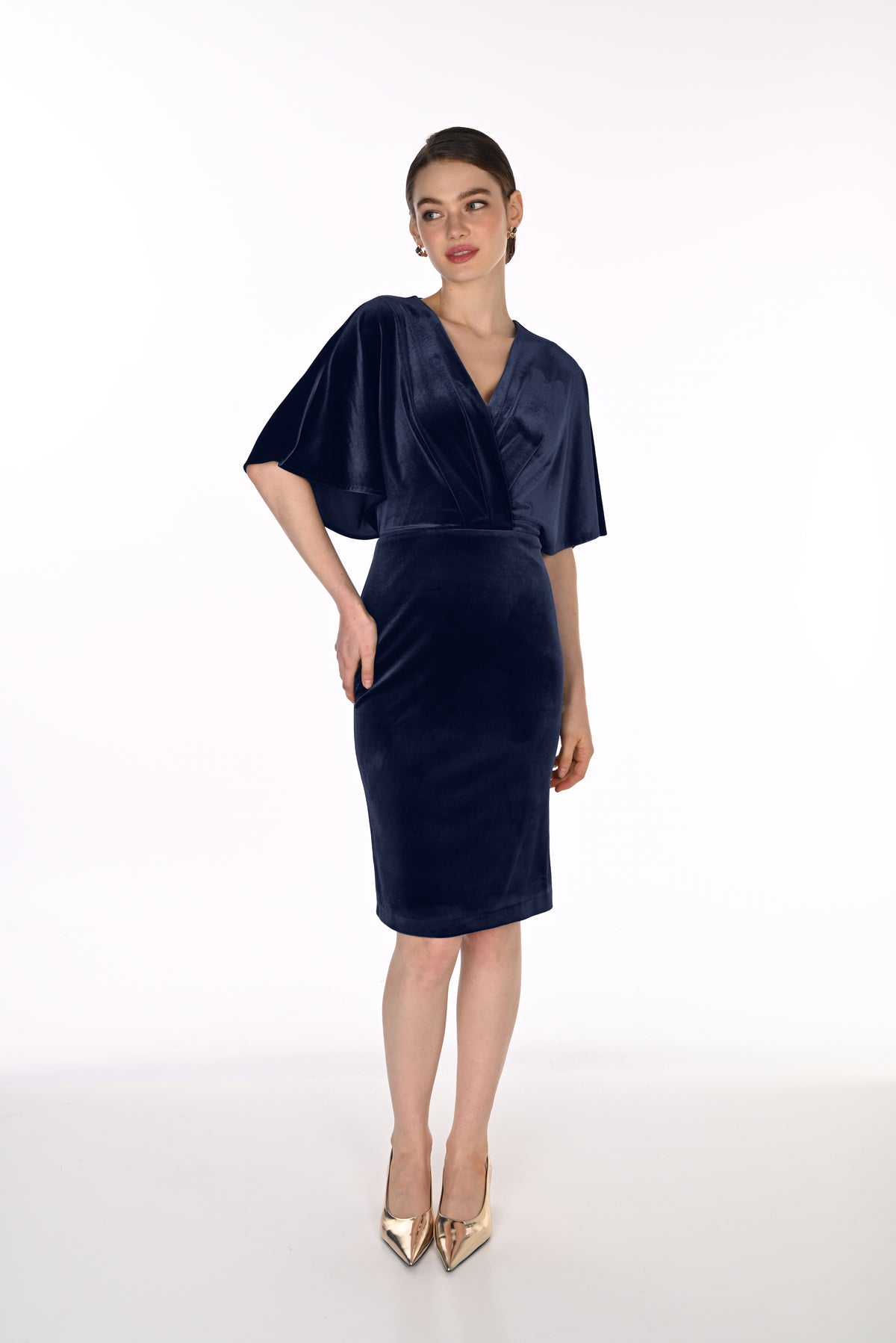 Frank Lyman- Velvet Midi Dress in Midnight