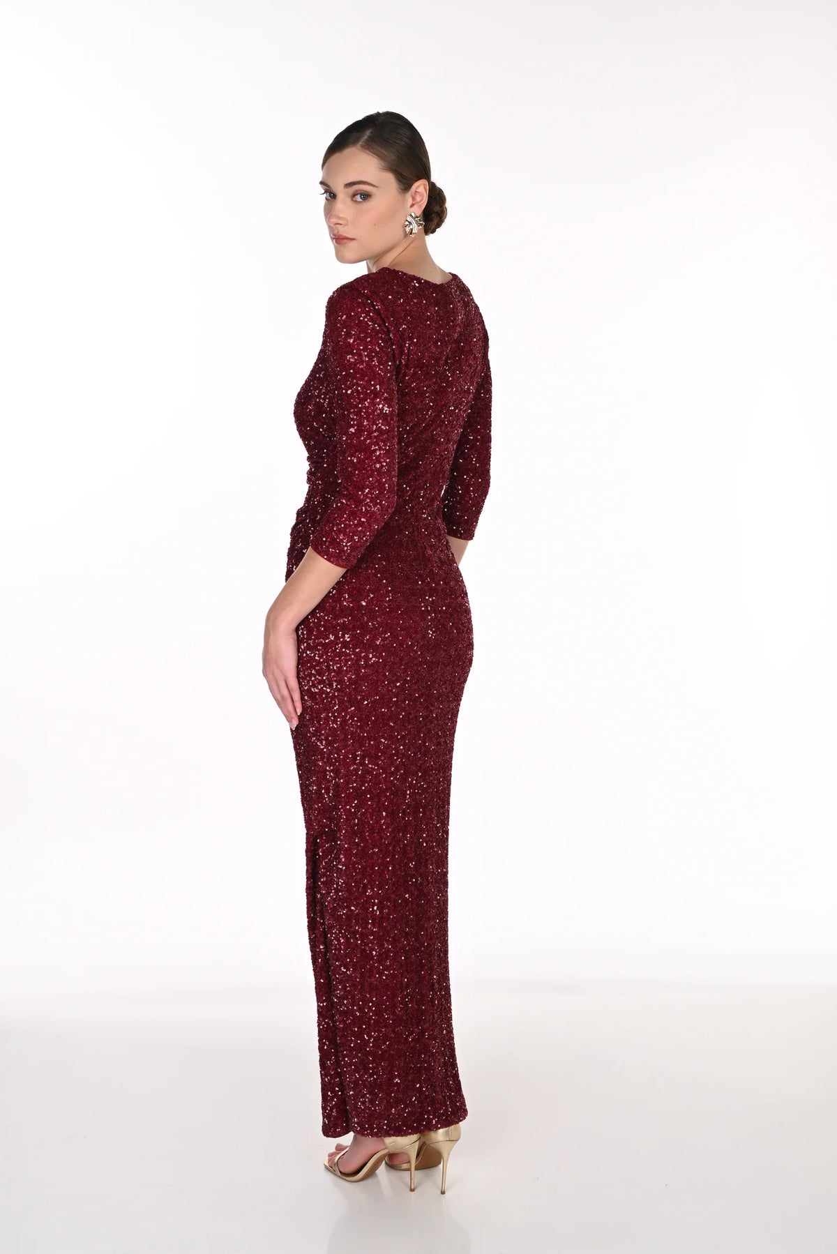 Frank Lyman- Sequin Gown in Cabernet