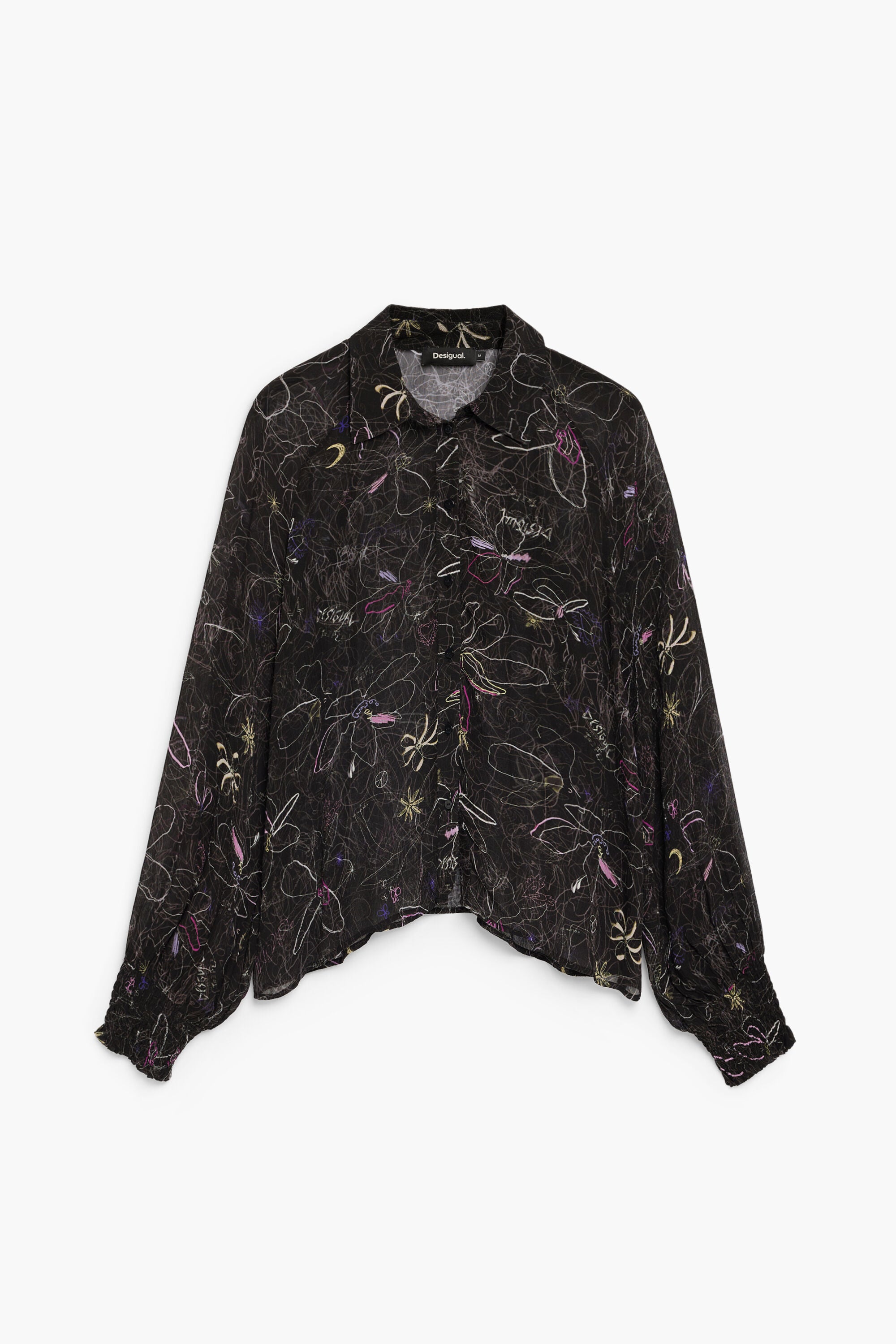 Desigual- Sheer Floral Blouse in Black