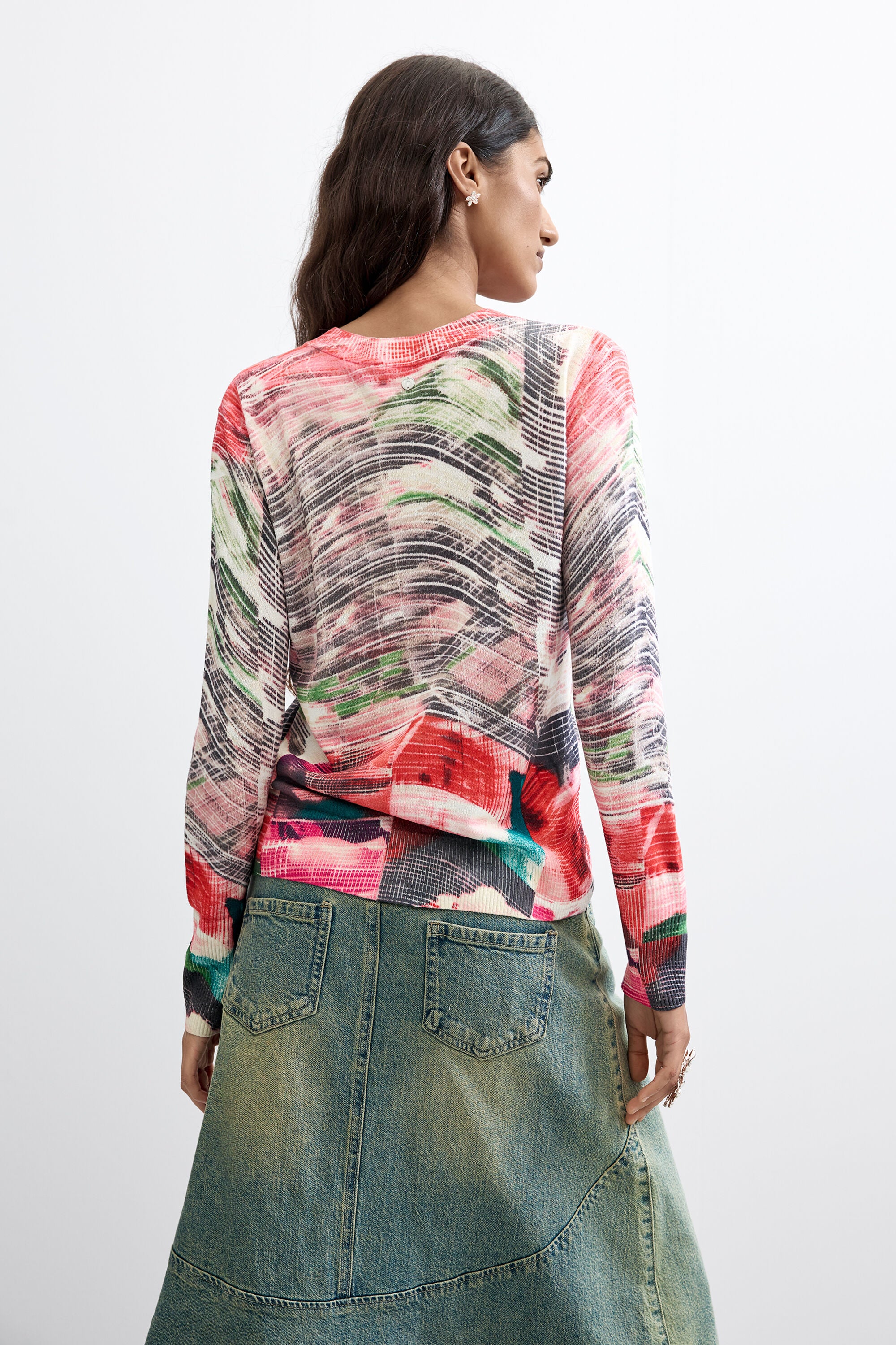 Desigual- Thin Printed Sweater in Pink
