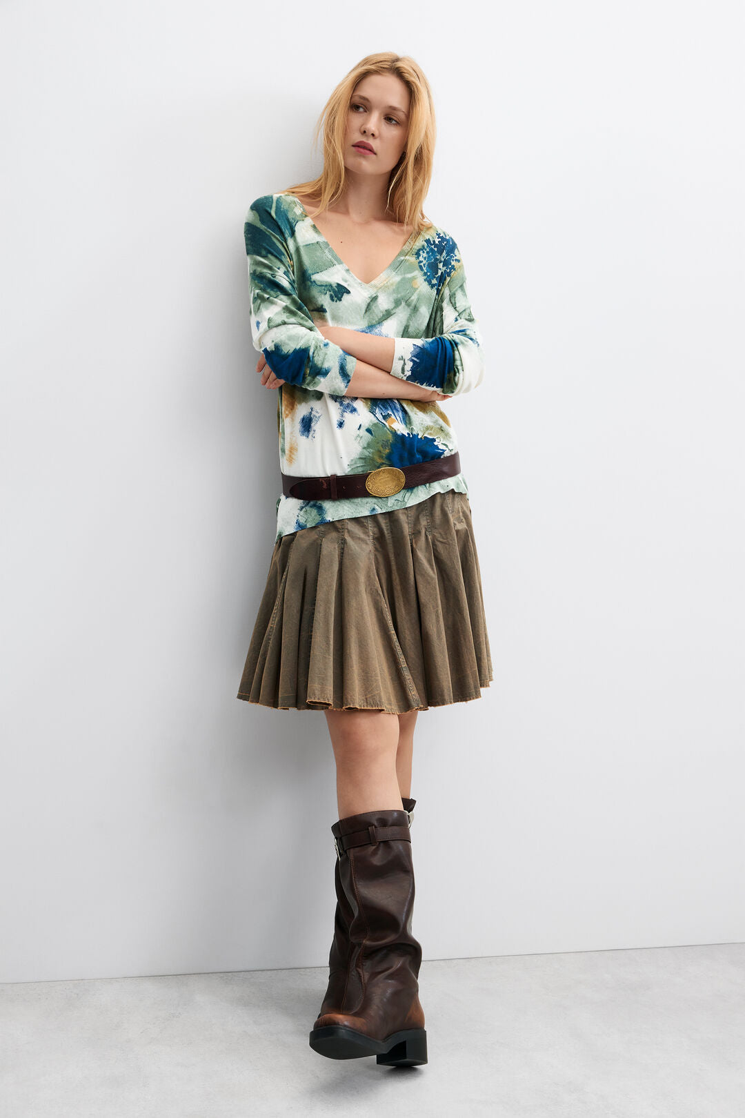 Desigual- Thin Printed Seater in Cold Botanic