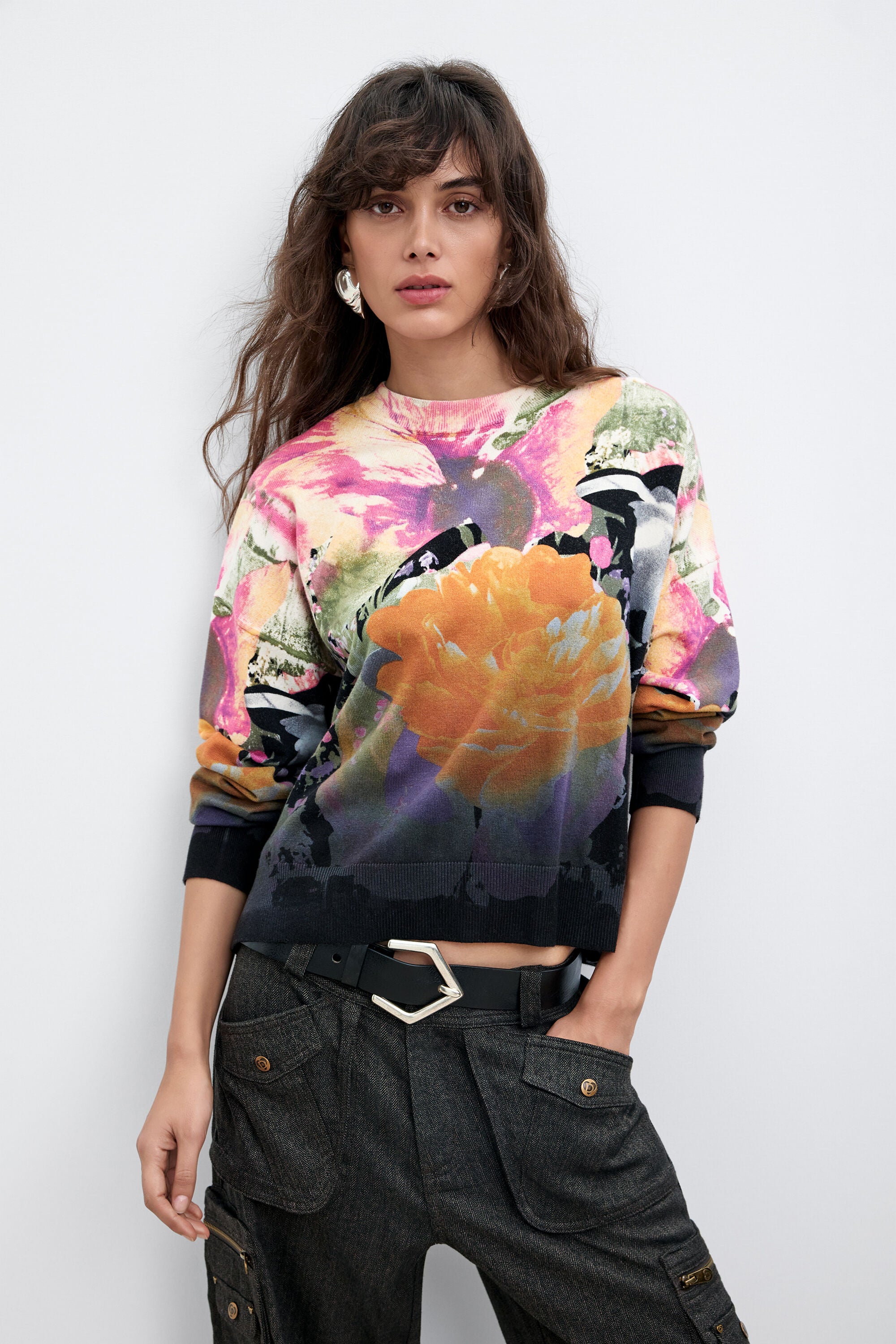 Desigual- Lacroix Printed Sweater in Black