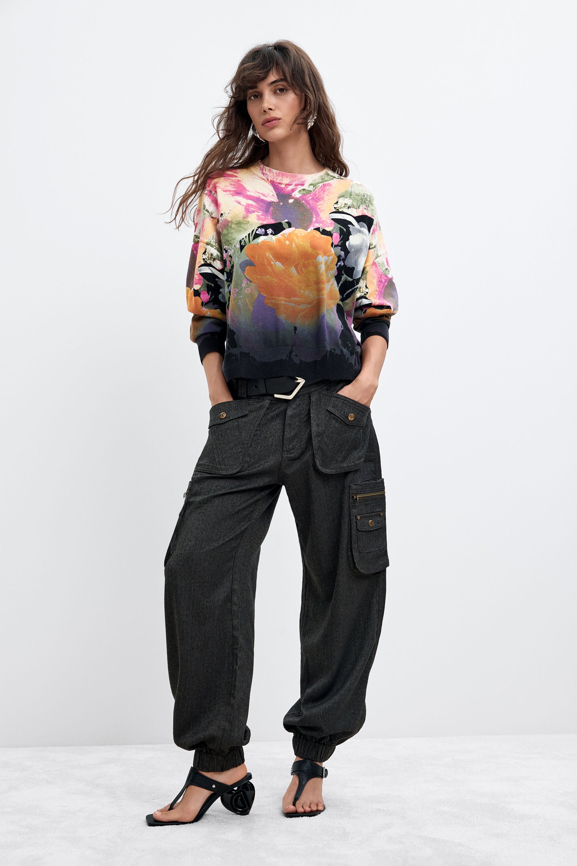 Desigual- Lacroix Printed Sweater in Black