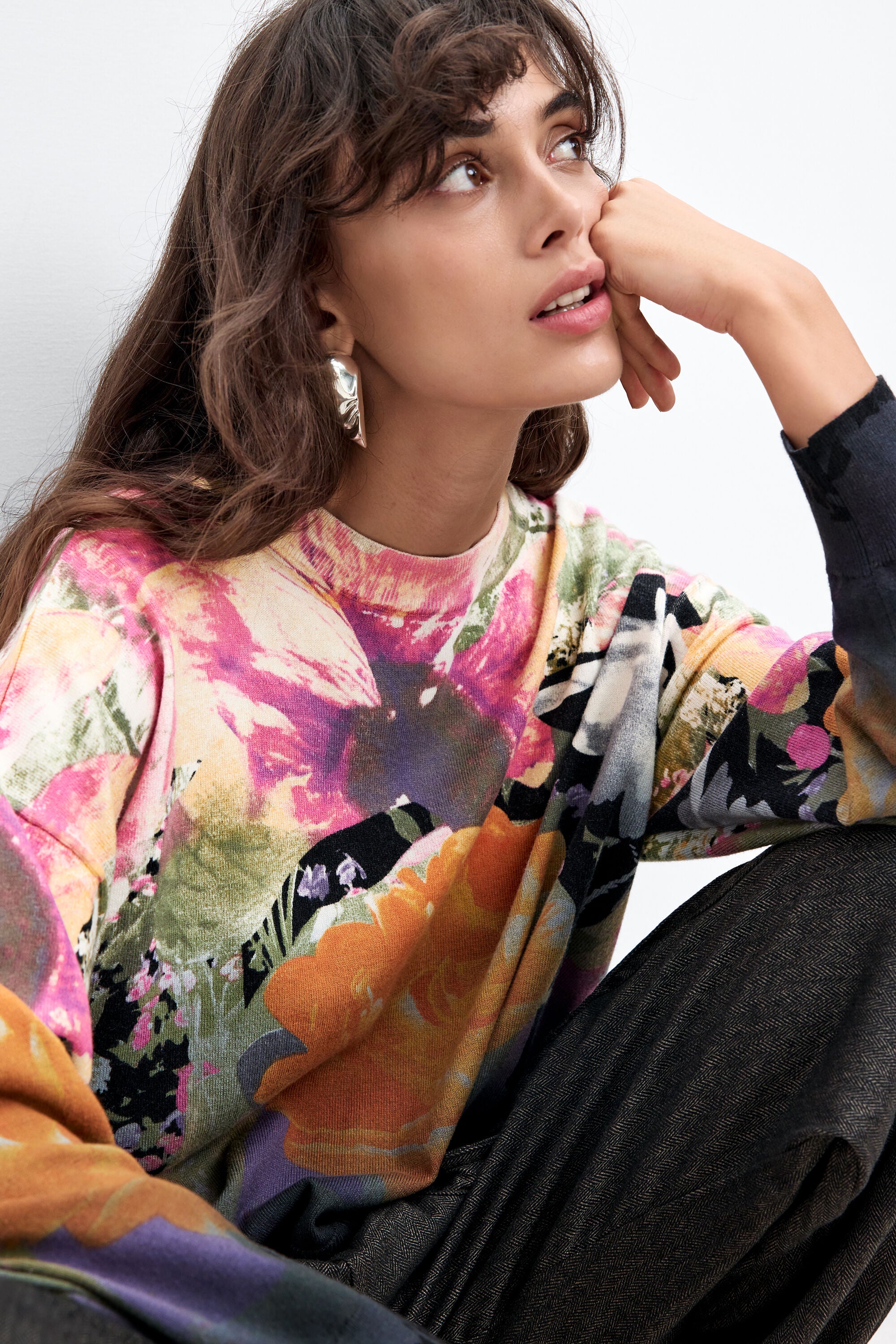 Desigual- Lacroix Printed Sweater in Black