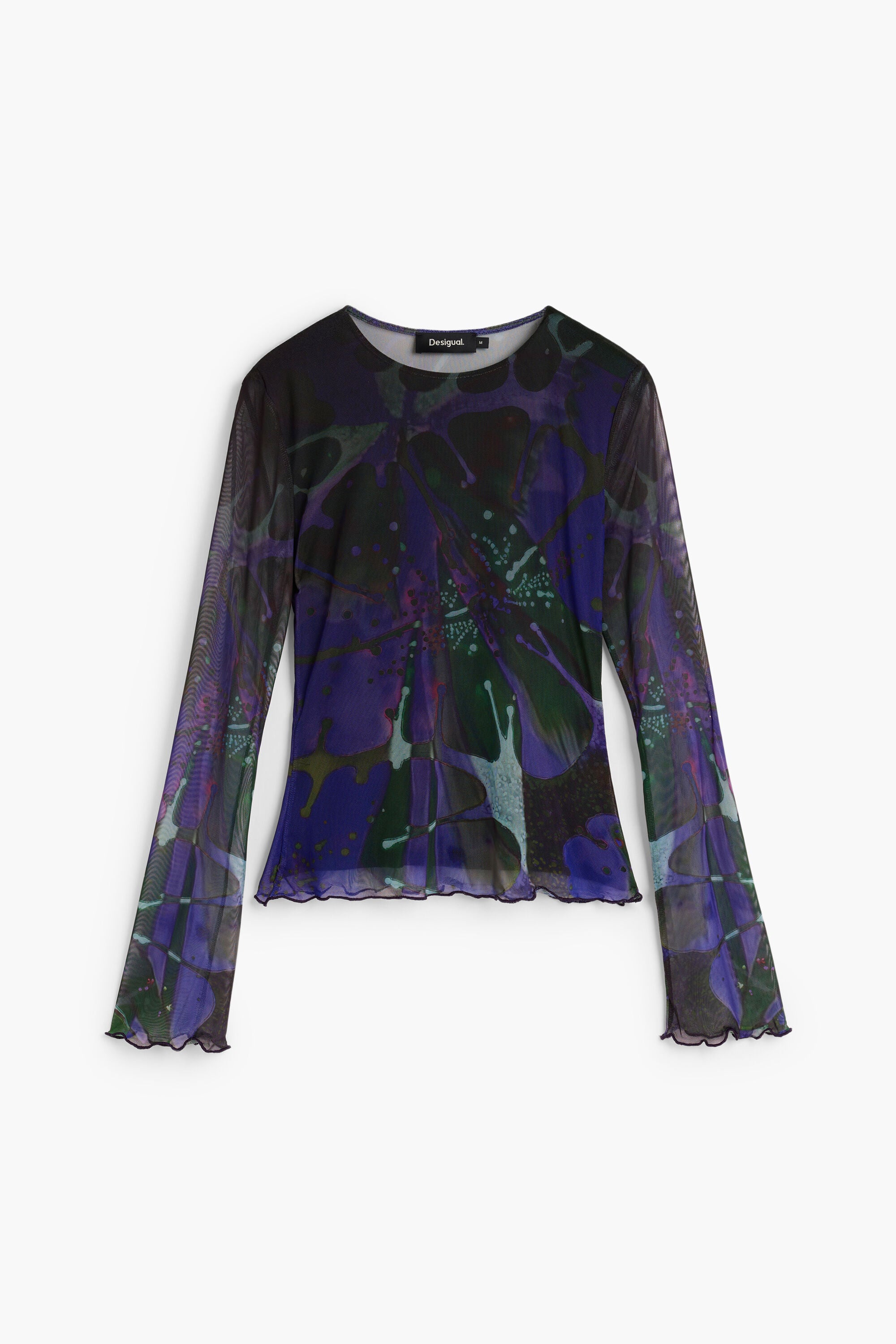 Desigual- Printed Tulle T-shirt M. C. Lacroix in Ultra Blue