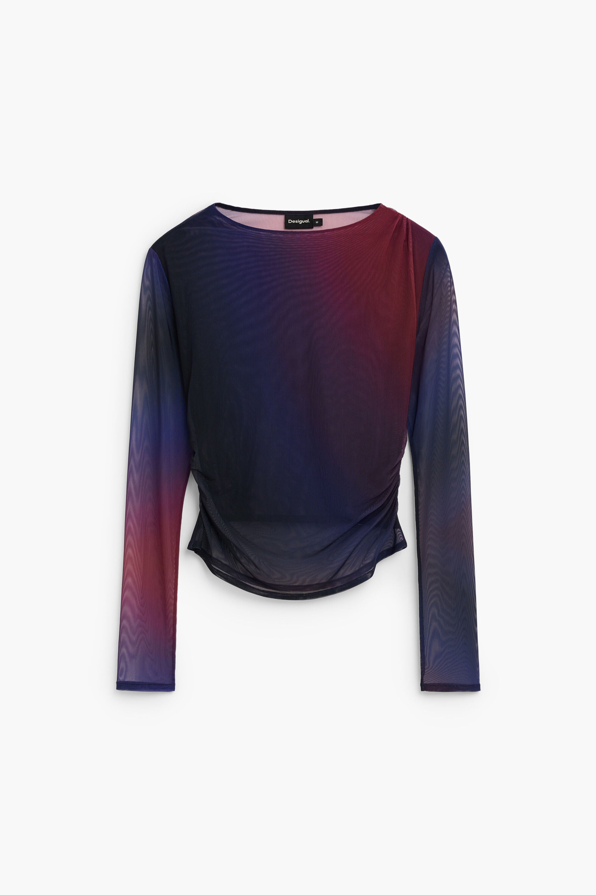 Desigual- Draped Long Sleeve T-Shirt in Crown Jewel