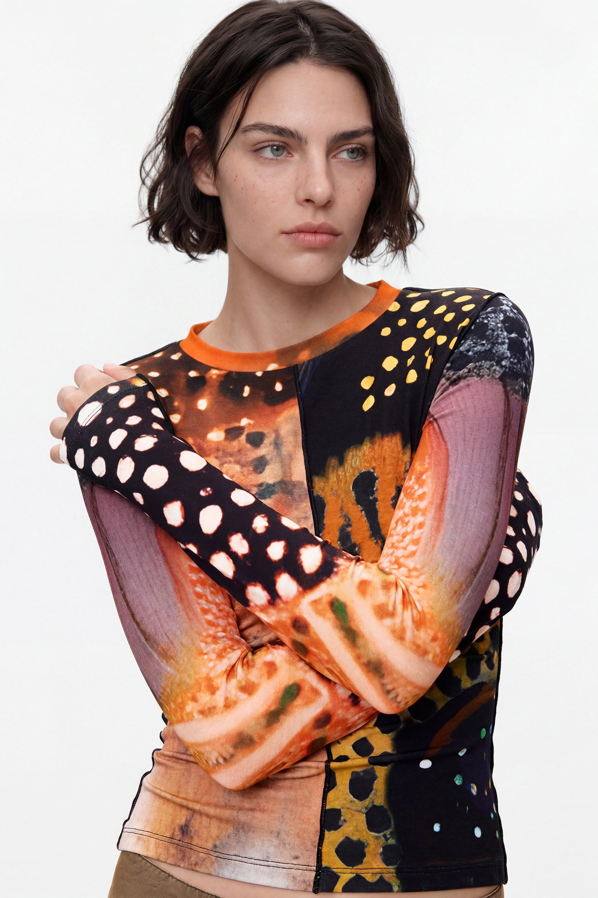 Desigual- Printed Long Sleeve T-Shirt in Tutti Frutti