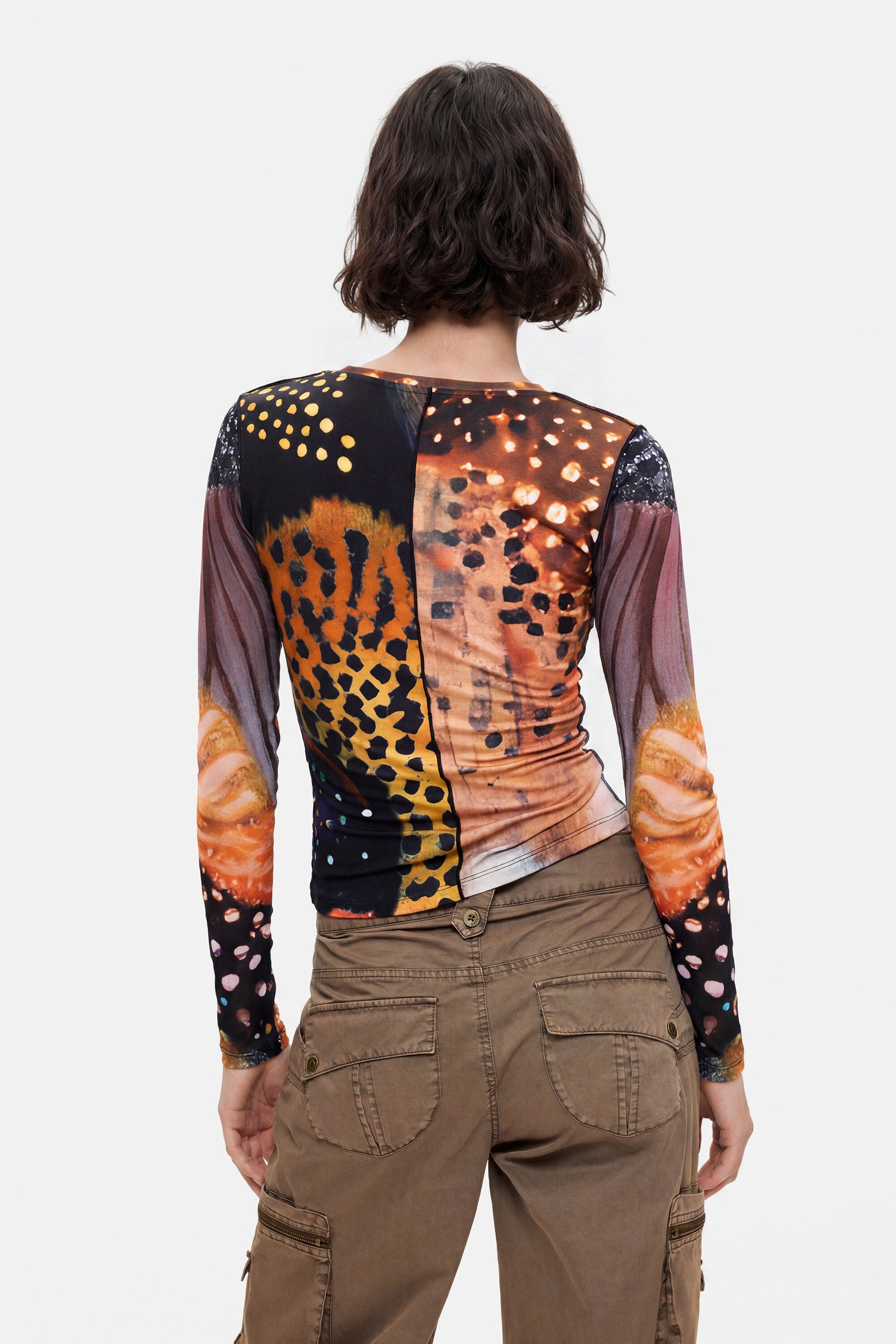 Desigual- Printed Long Sleeve T-Shirt in Tutti Frutti