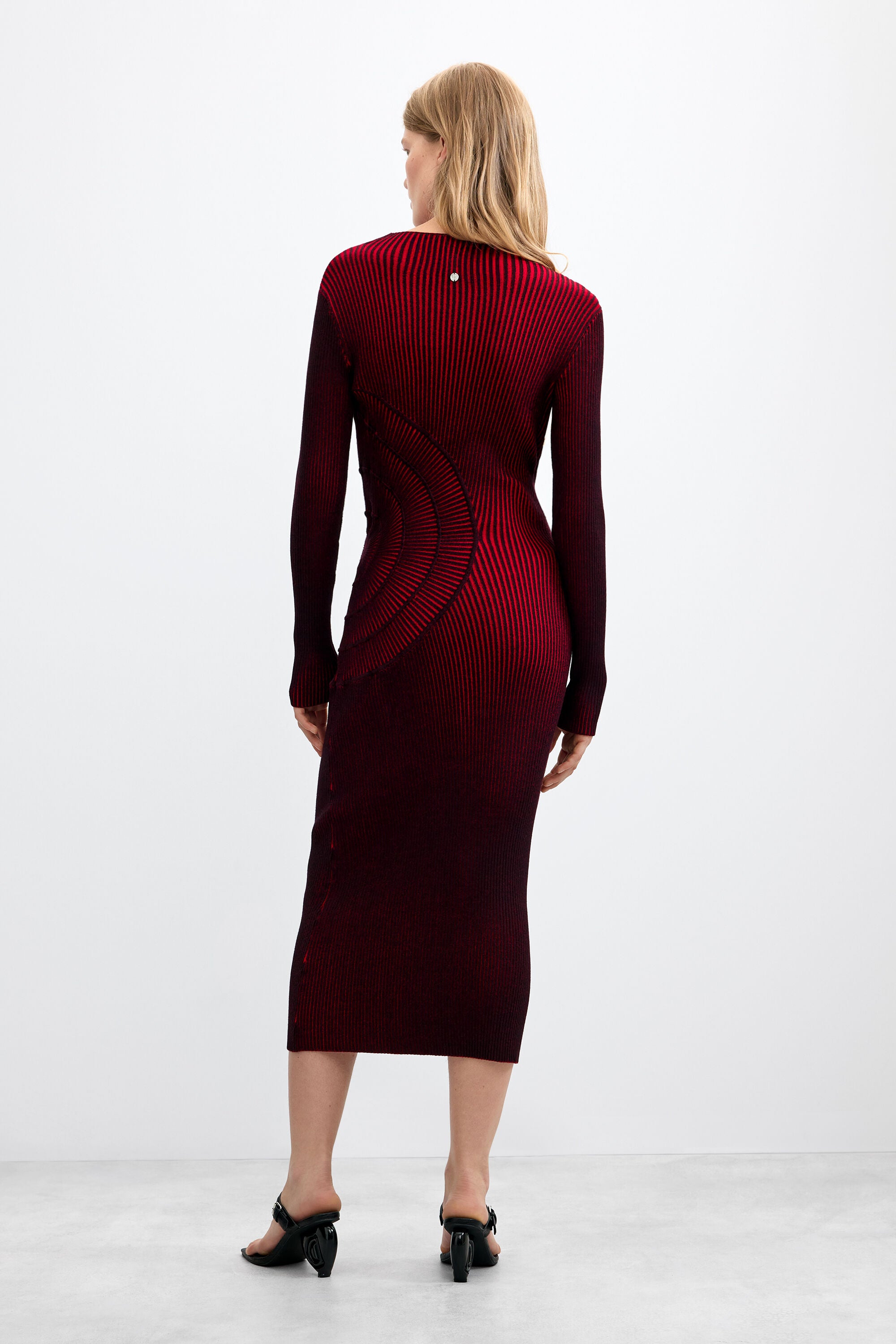 Desigual- Shimmering Knit Midi Dress in Dark Red