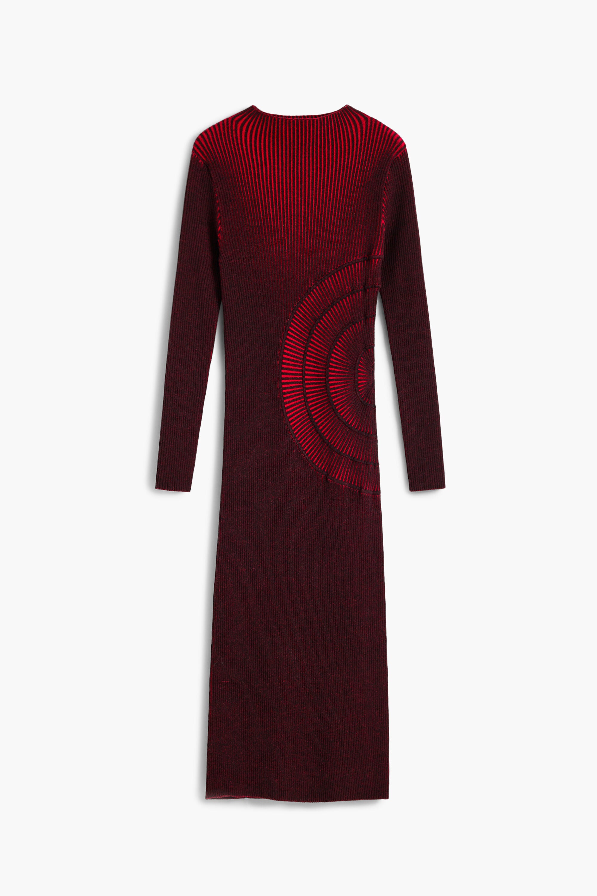 Desigual- Shimmering Knit Midi Dress in Dark Red