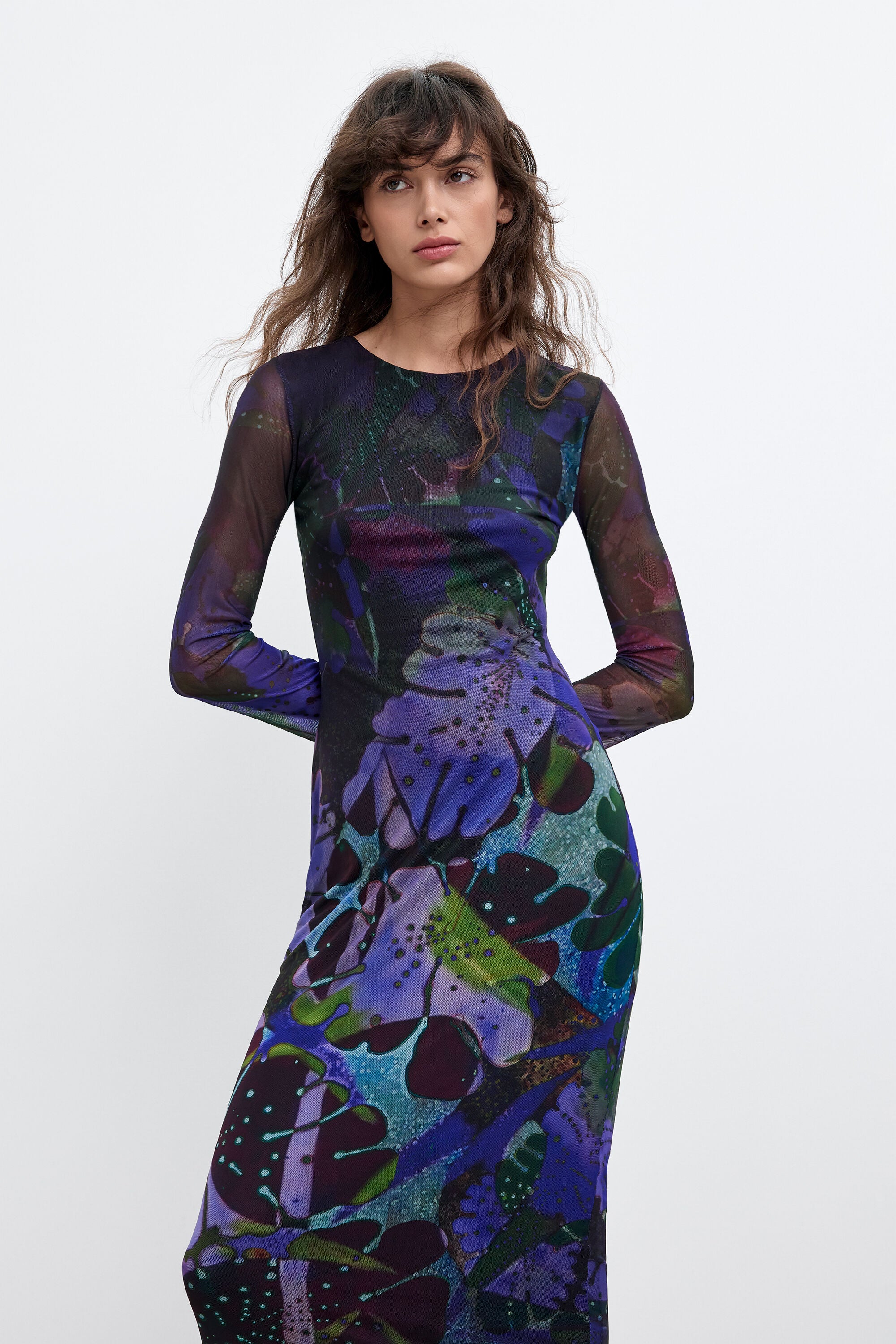Desigual- Printed tulle dress M. C. Lacroix in Space Blue
