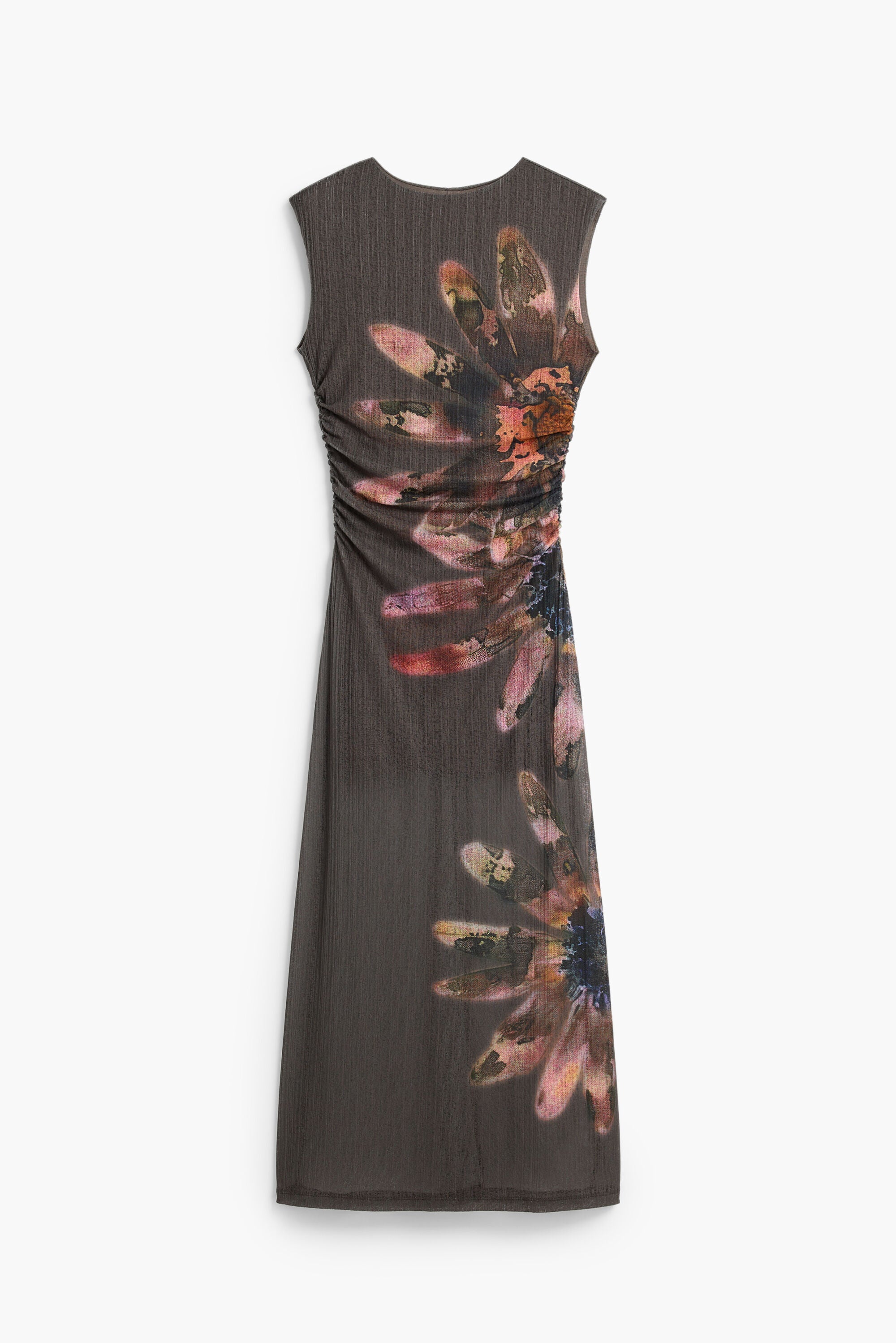 Desigual- Floral Print Midi Dress in Ocean Grey