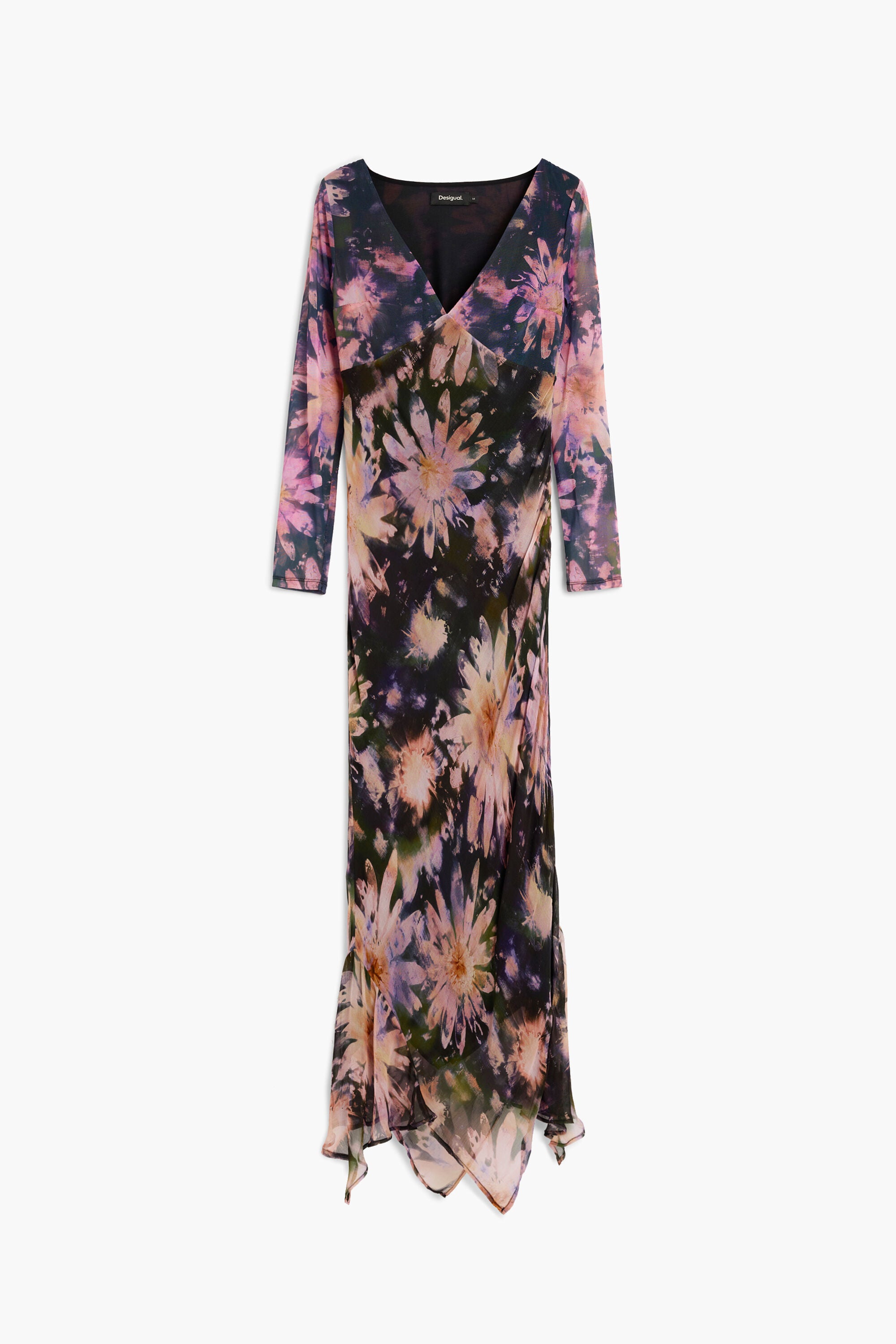 Desigual- Long-Sleeve Asymmetric Midi Dress in Tutti Frutti