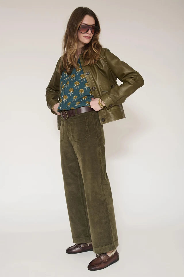MKT Studio- The Frida Velvet Pant in Kaki