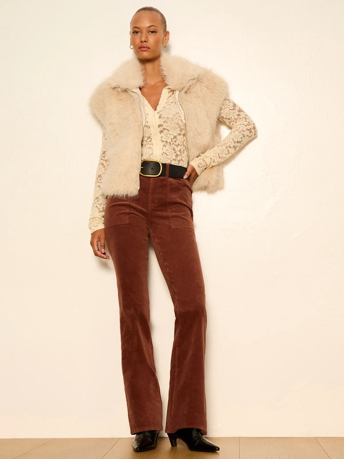 Sanctuary- Play Date Bootcut Corduroy Pant in Burnt Cocoa