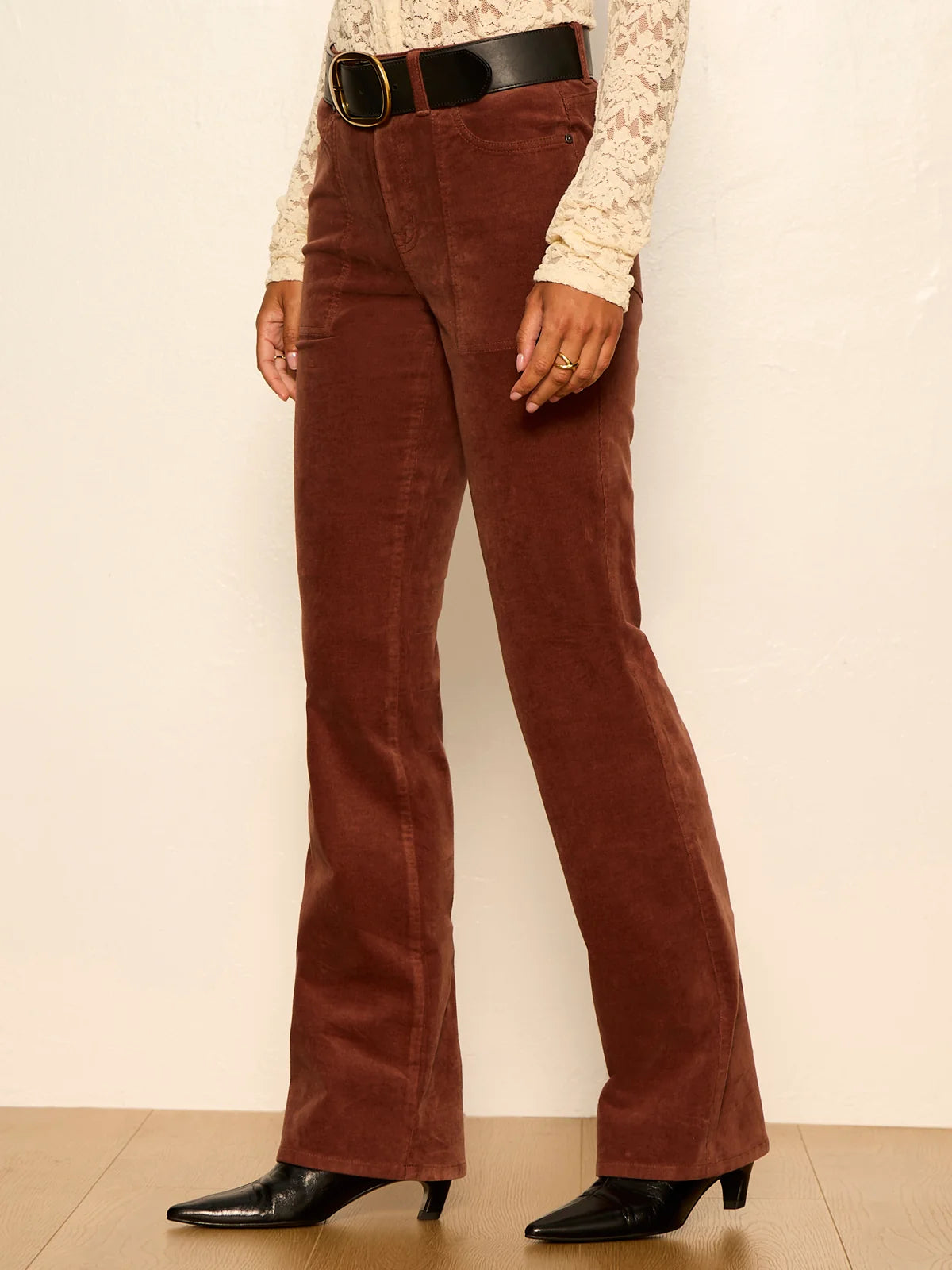 Sanctuary- Play Date Bootcut Corduroy Pant in Burnt Cocoa