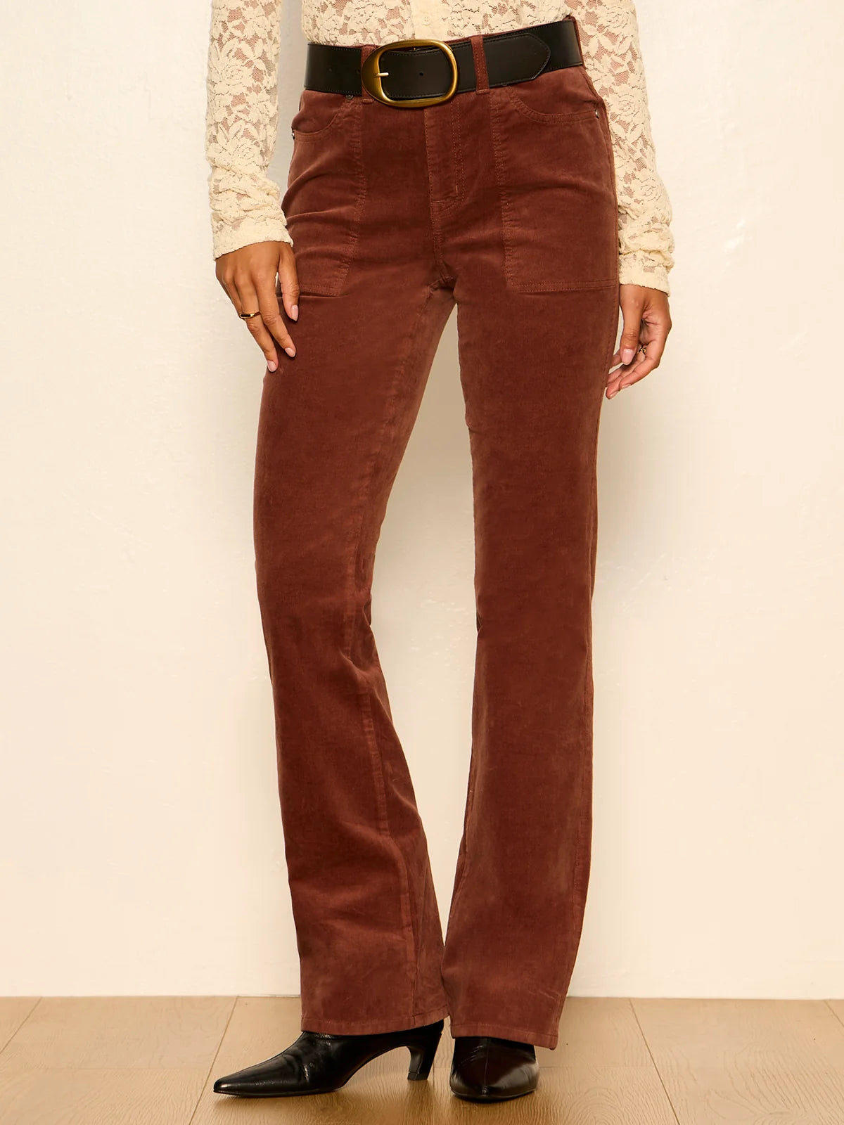 Sanctuary- Play Date Bootcut Corduroy Pant in Burnt Cocoa