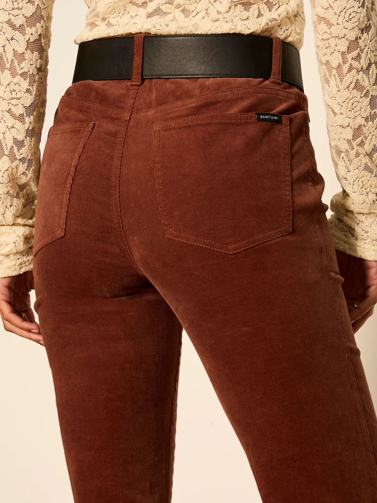 Sanctuary- Play Date Bootcut Corduroy Pant in Burnt Cocoa