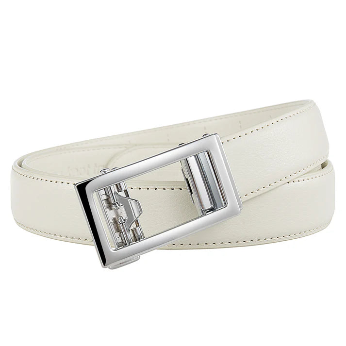KNKT- Vera Silver Leather Belt in White