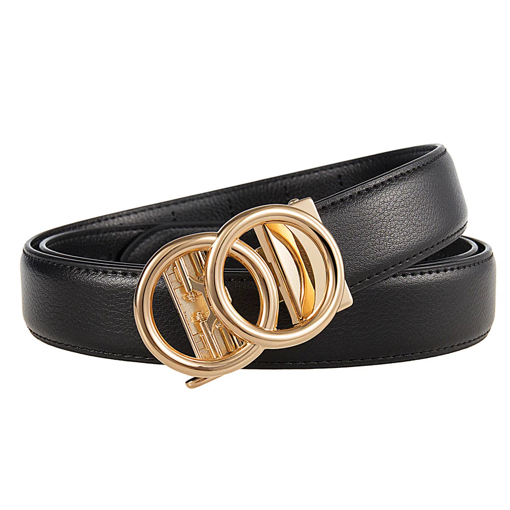 KNKT- Eclipse Gold Leather Belt in Black