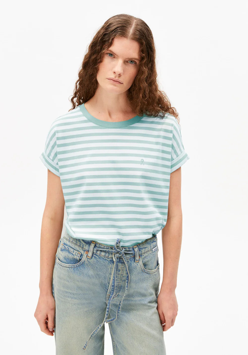 Armed Angels- Idaara Stripe T-Shirt in White Foam