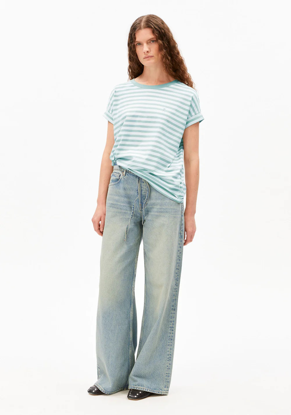 Armed Angels- Idaara Stripe T-Shirt in White Foam
